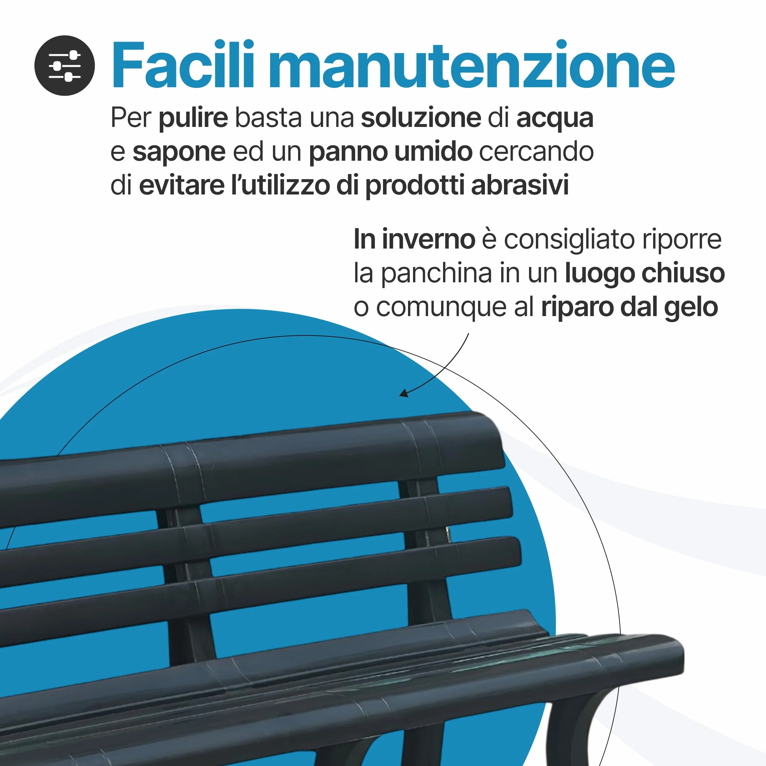 TOMAINO - Panchina Da Giardino In Plastica - Panca da Giardino da 3 o 4 Posti - Panchina da Esterno per Balcone, Terrazzo Veranda - Panca in Plastica New Antracite