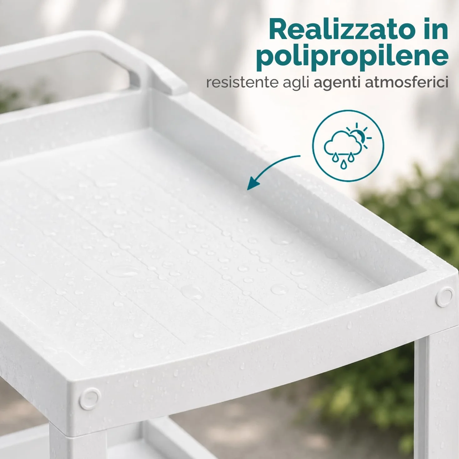 PALUPLUS Carrello Portavivande Esterno Bianco 53x74x73 cm 2 Ripiani Portabottiglie 5 Posti Made Italy