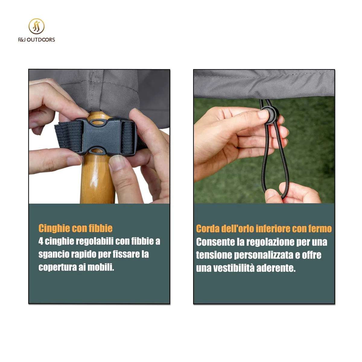 F&J Outdoors Copertura Protettiva per Tavoli da Giardino Robusta Impermeabile Protezione Neve Copertura per Tavolo da Terrazza Resistente alle Intemperie in Estate e Inverno Rotonda 157,5x70cm