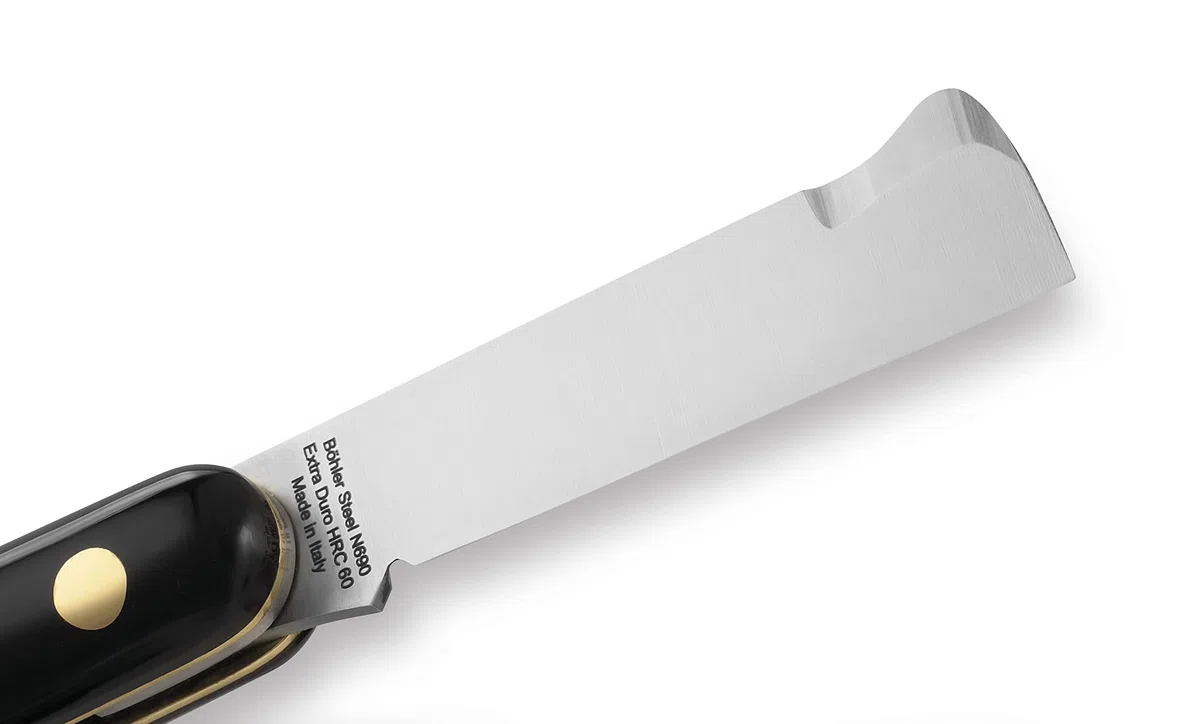 DUE BUOI 202P OT CH Coltello da Innesto Spatola Chiudibile Professionale Alberi da Frutto e Giardinaggio Acciaio Inossidabile Böhler N690 Manico in Plastica
