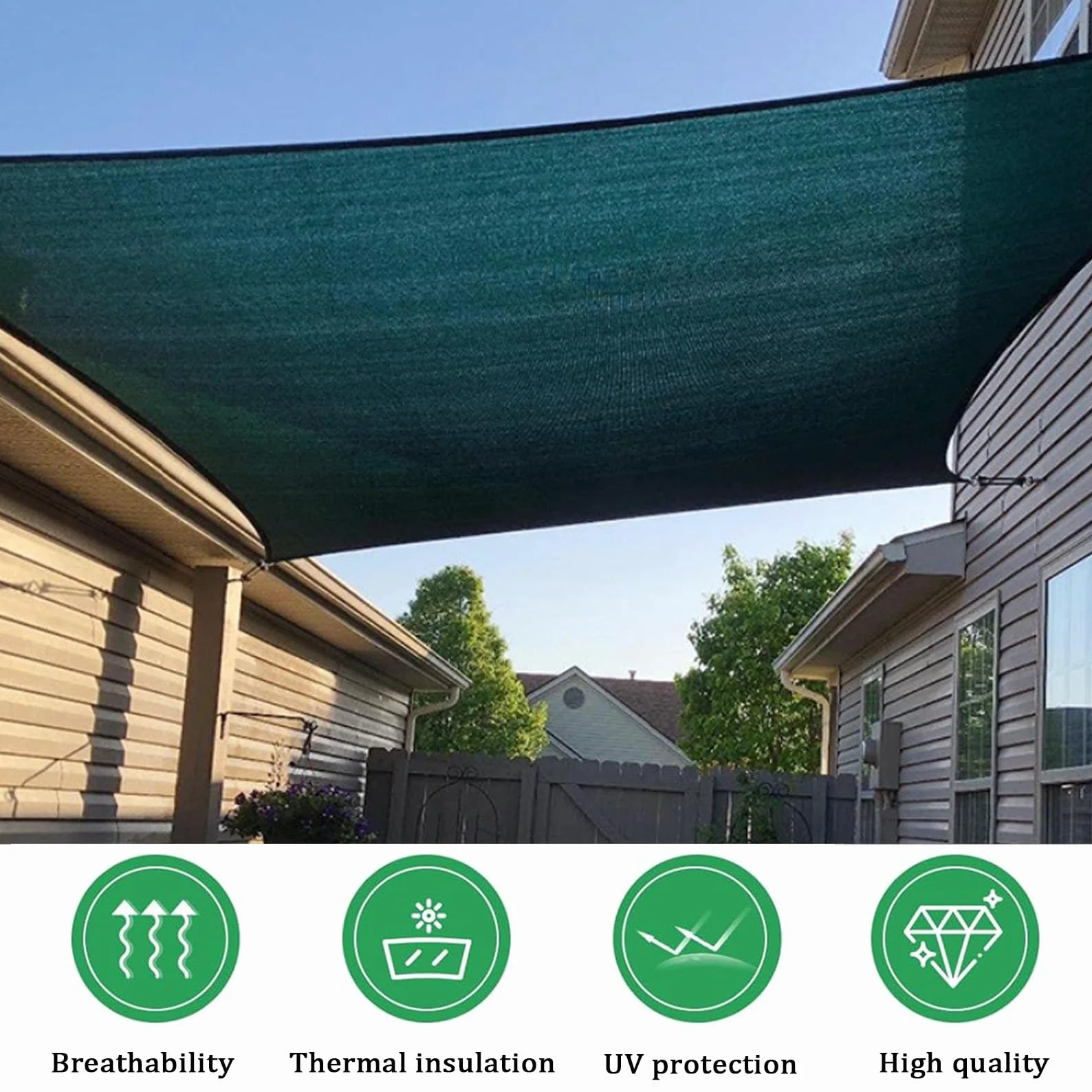 Telo Ombreggiante Resistente Ai Raggi UV 3x7m Teli Ombreggianti Verde | Rete da Giardino in HDPE Telo Protezione Solare Esterno - Vela Ombreggiante Per Piante Da Patio Serra Pollaio