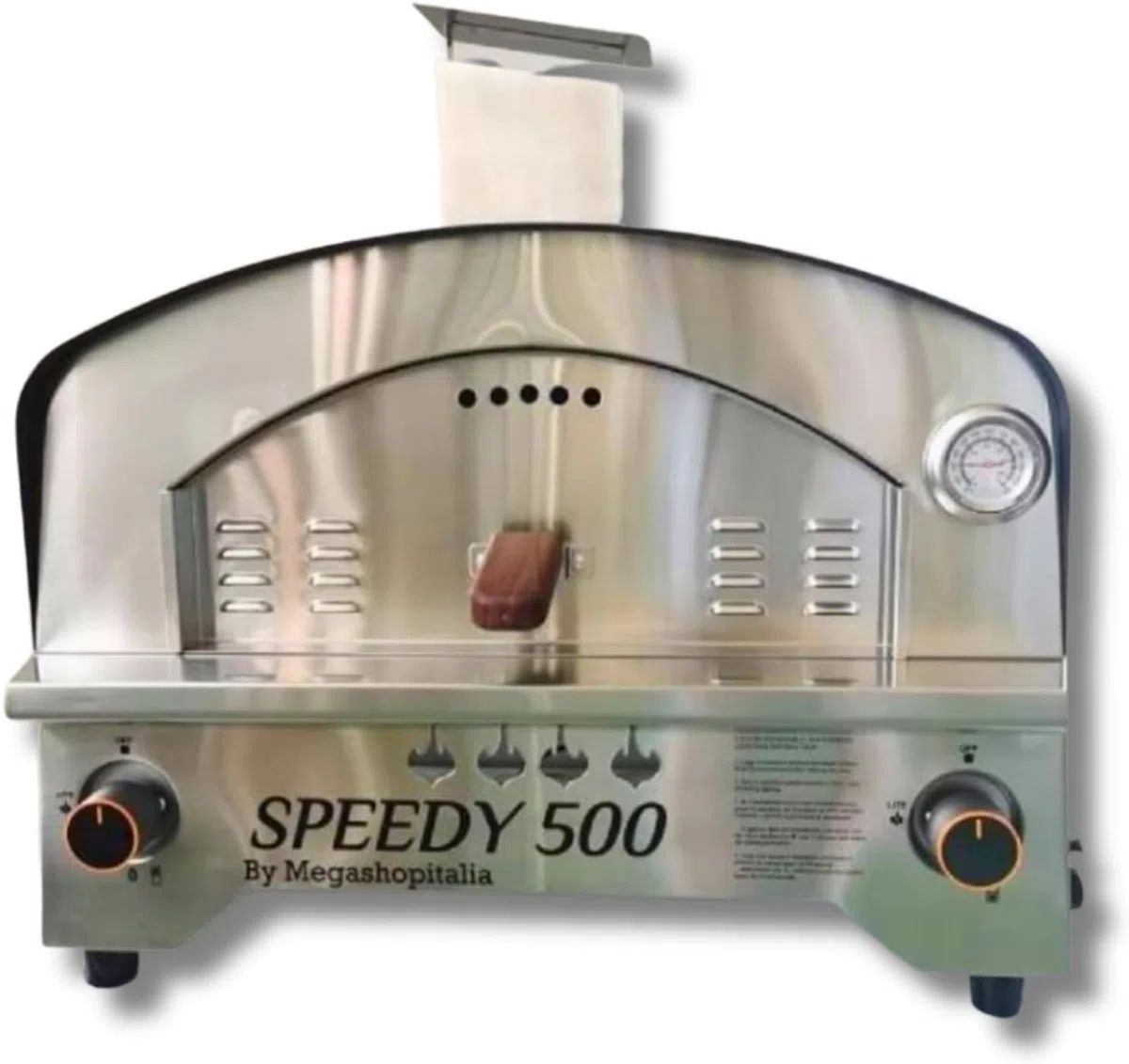 Forno per Pizza a Gas Speedy500 Acciaio Inox Doppio Bruciatore 500°C Pietra Refrattaria