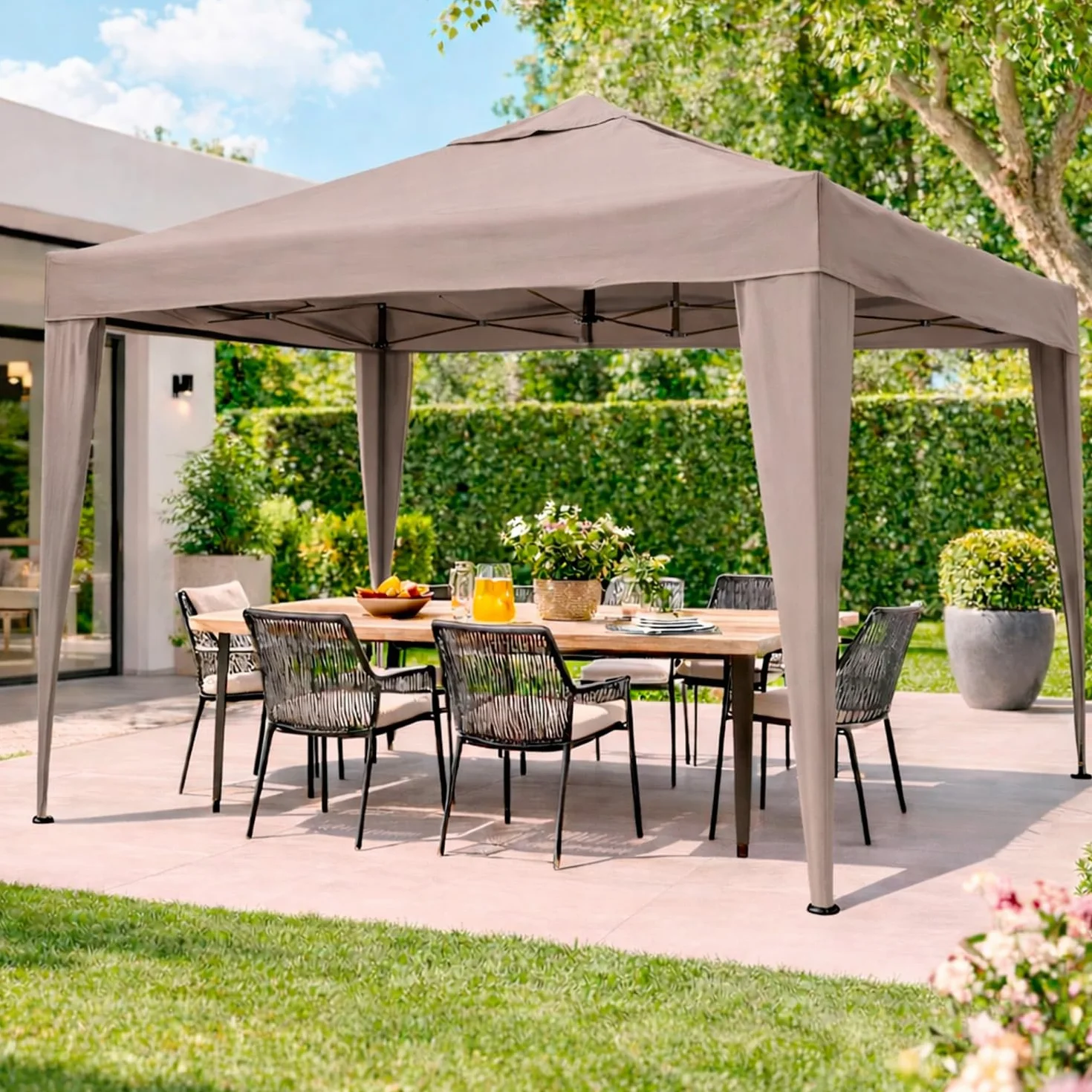Gazebo Pieghevole 3x4 M Acciaio Idrorepellente 160 g/m² Anti-UV Apertura Rapida a Fisarmonica con Borsa e 4 Sacche Zavorra