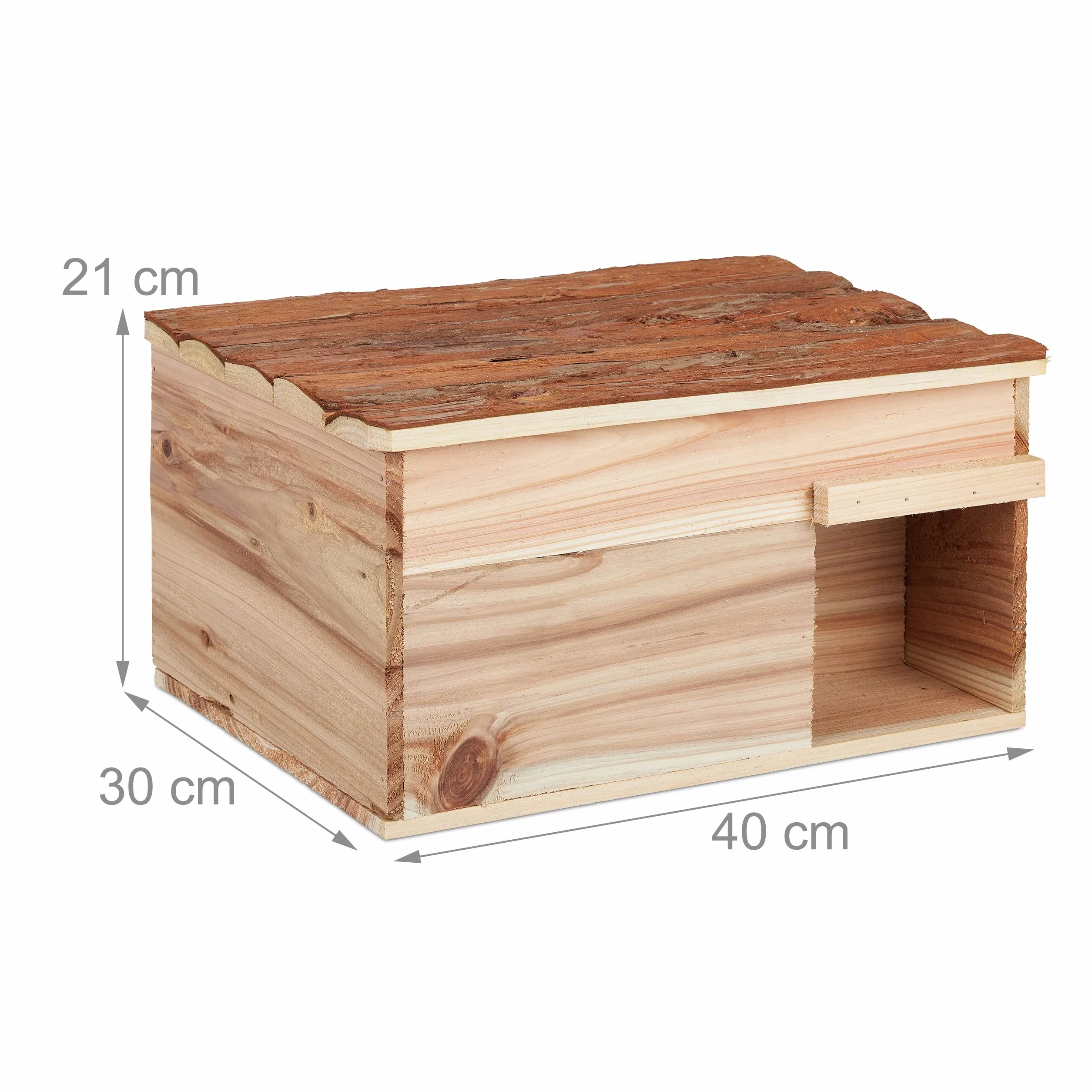 Relaxdays Casetta per Ricci, Legno, Rifugio per Porcospini da Giardino, 21x40x30 cm, Contro Animali Predatori, Naturale