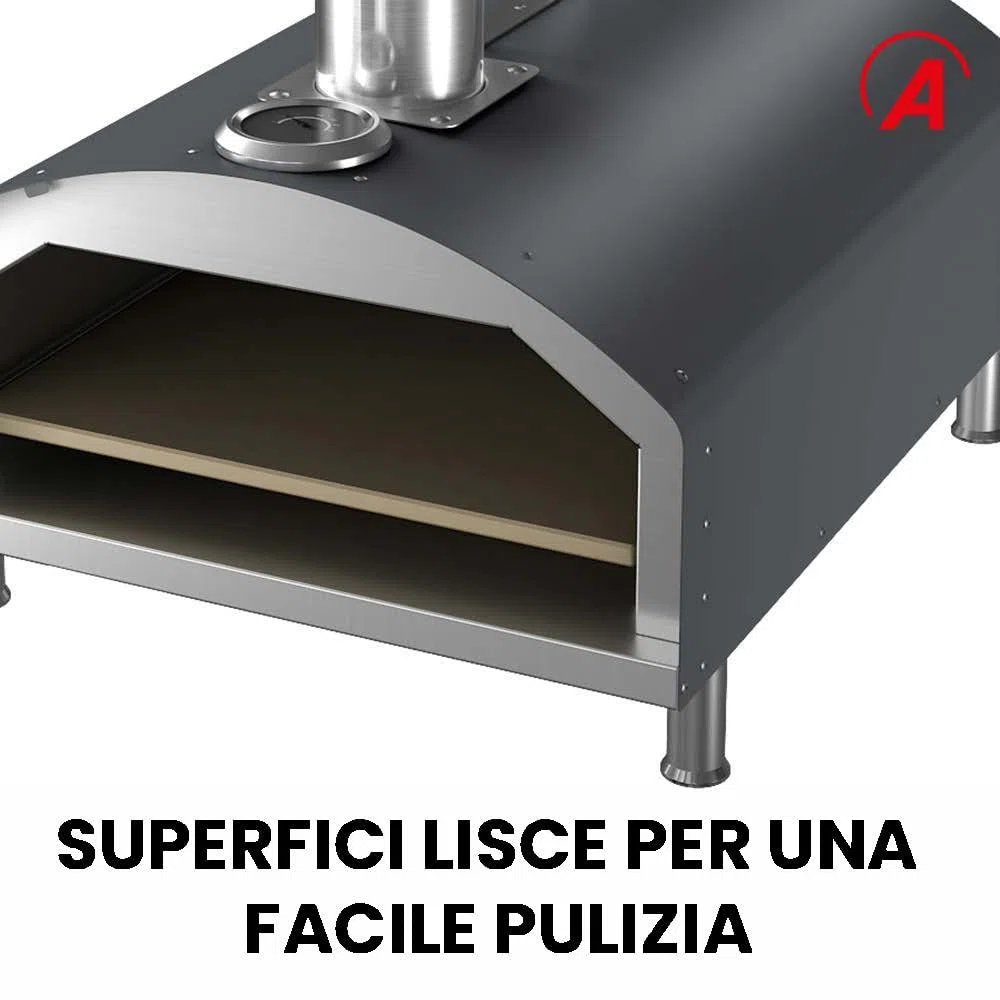 ARDES ARPIZ02 Forno Pizza DANTE Acciaio Inox con Pala Spatola e Pietra Refrattaria