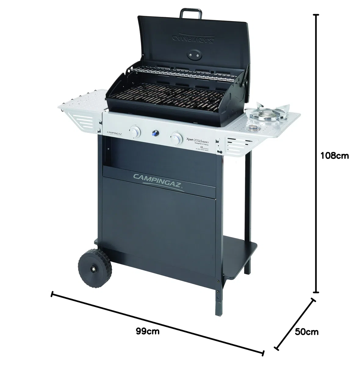 Campingaz Xpert 200 LS Rocky Barbecue a Gas, Grigio Scuro, 108 x 50 x 99 cm