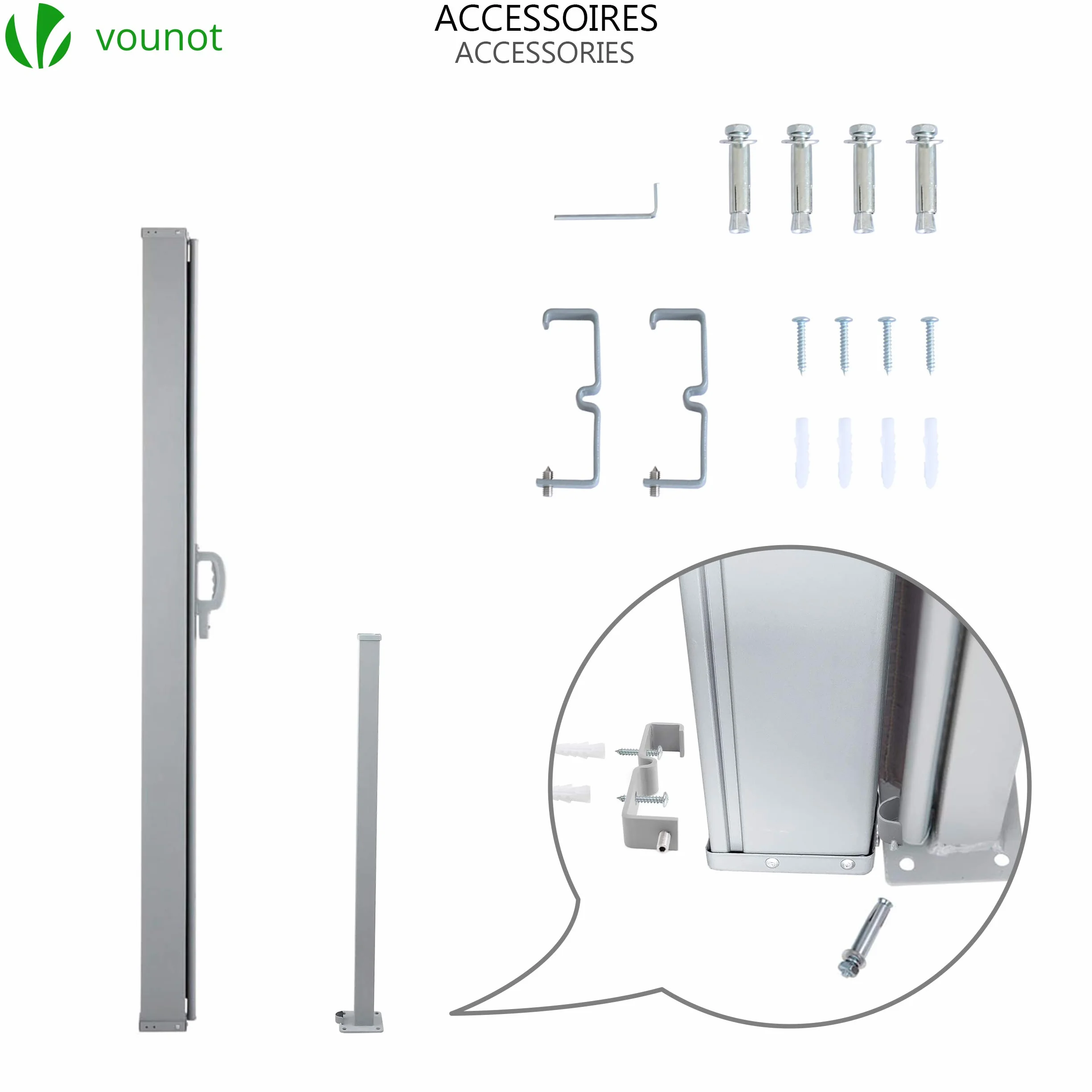 VOUNOT Tenda Paravento Laterale 140 x 300 cm Marrone Riavvolgibile Antivento Protezione Privacy Solare