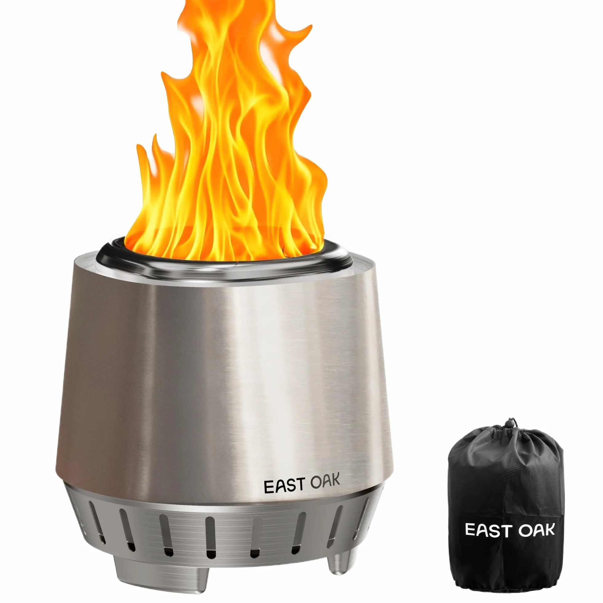 EAST OAK Piccola braciere senza fumo in acciaio inox 304 diametro 22,1 cm altezza 21,1 cm