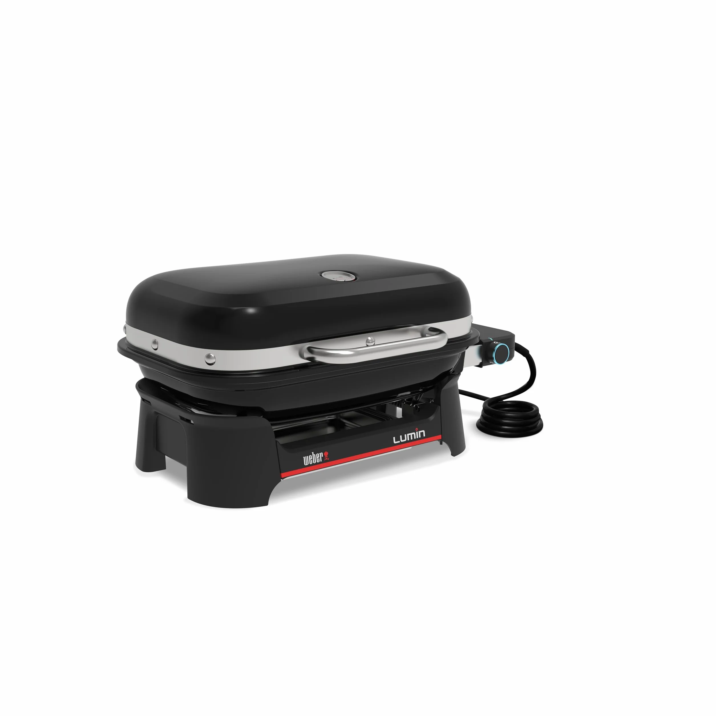 Weber Lumin Compact Barbecue Elettrico Portatile, 315°C, Griglie in Ghisa Smaltata, 43x32 cm, Nero