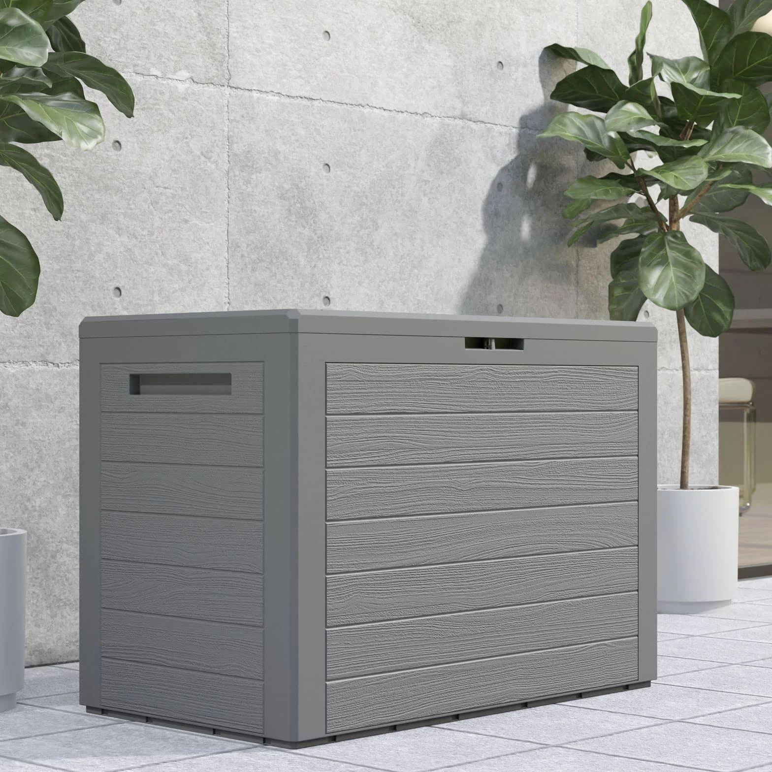 Casaria Baule da Giardino Lille 190 L Effetto Legno 78x44x55cm Impermeabile Esterni
