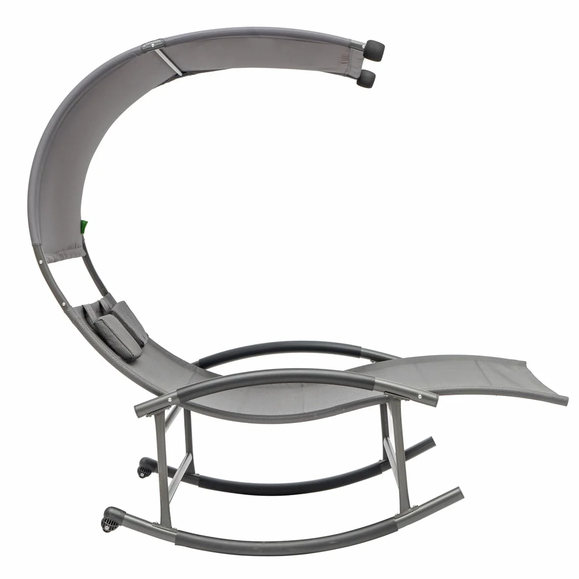 Hortan Lettino 2 Posti Prendisole Acciaio Dondolo Ergonomico Textilene Tetto Parasole Giardino Terrazzo Piscina