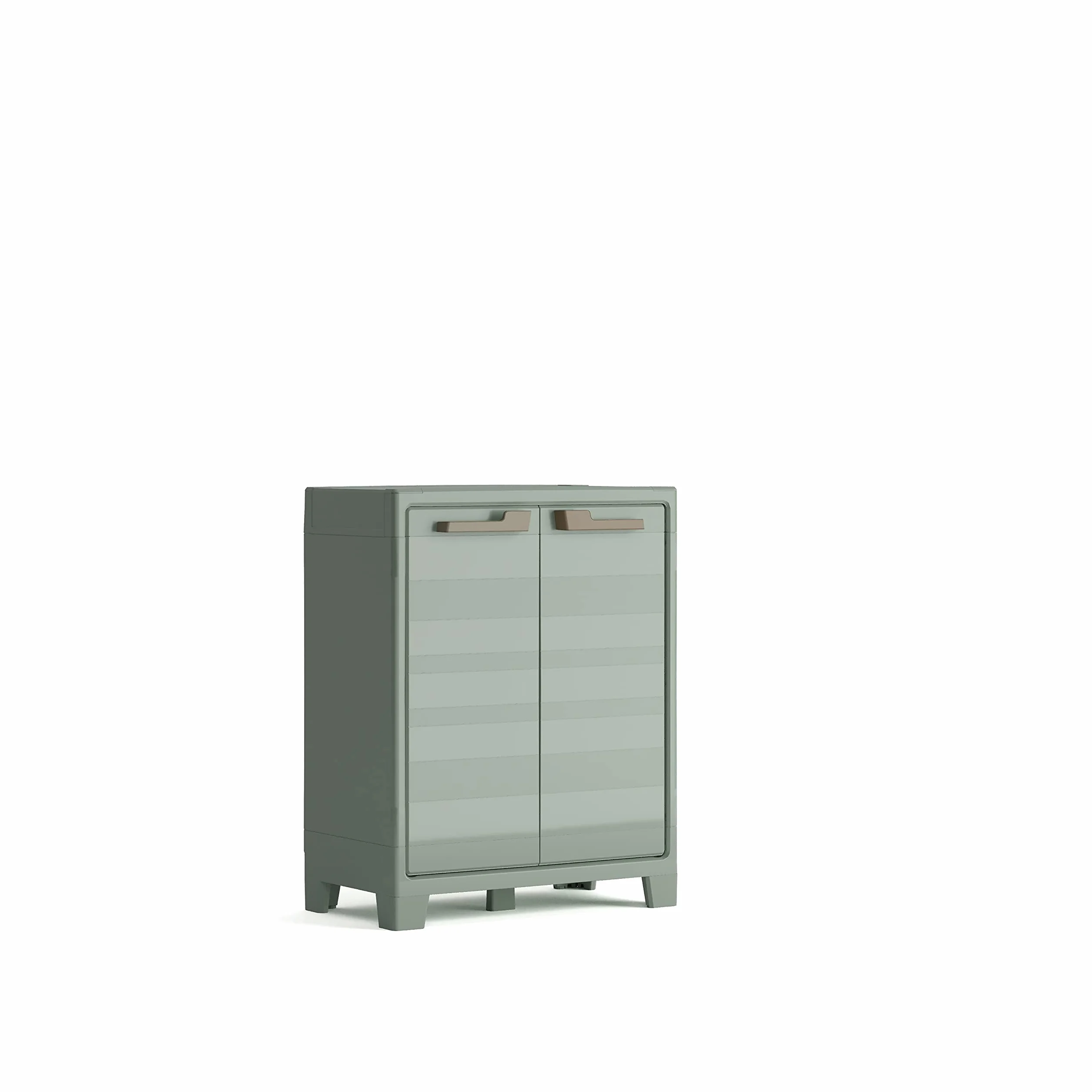 Keter Armadio 2 Ripiani Regolabili Realizzato In Resina Planet Outdoor Basso, Verde, 80 x 44 x 100 cm