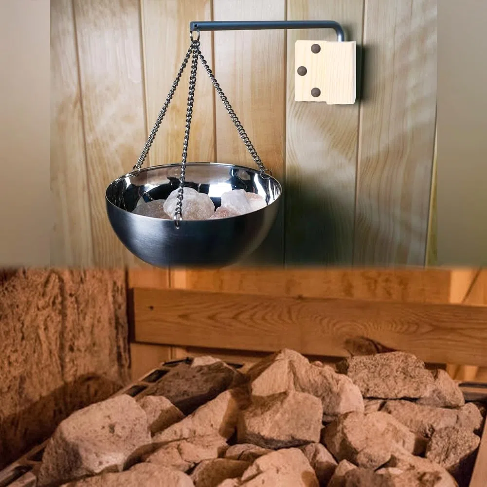 Ciotola per Aroma di Sauna in Acciaio Inossidabile Abete Rosso, Accessori Spa Evaporatore Appeso per Oli Essenziali