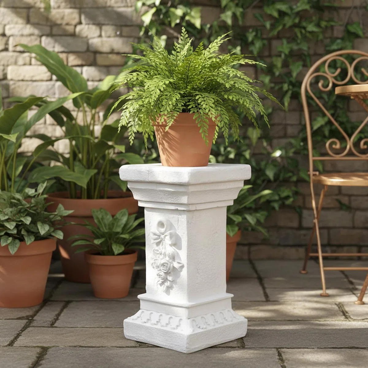 Piedistallo colonna in resina per statue vasi fiori 11,81x6,69 pollici