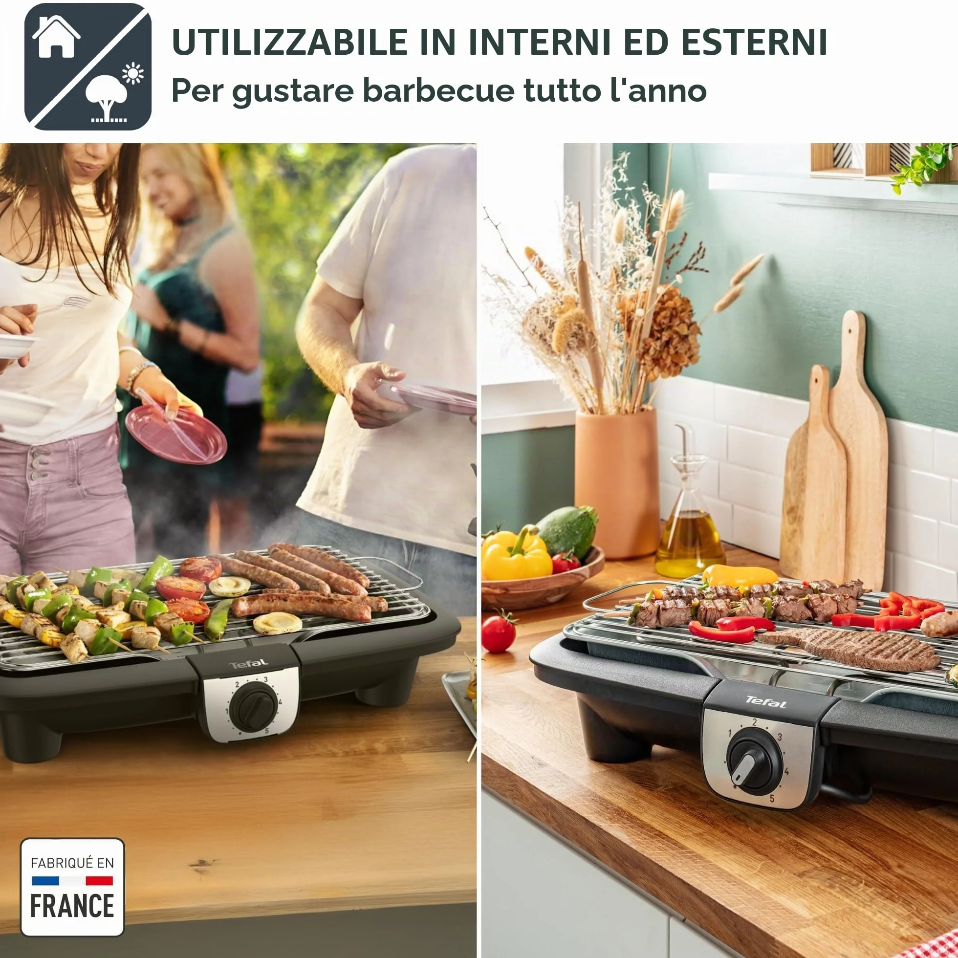 Tefal EasyGrill XXL Barbecue Elettrico 2500W Termostato Regolabile Antivento