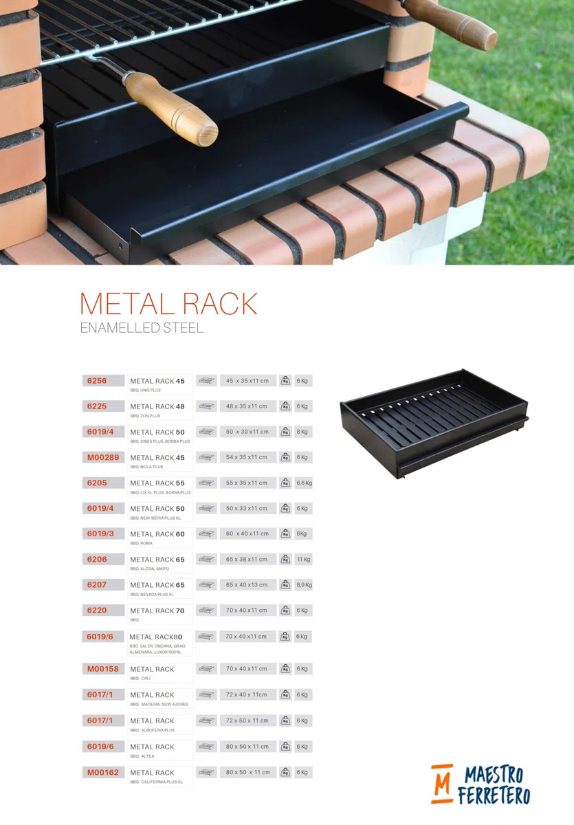 MF - Griglia di cottura per barbecue con cassetto raccoglie ceneri - metallo rack 50 x 33 x 11 cm