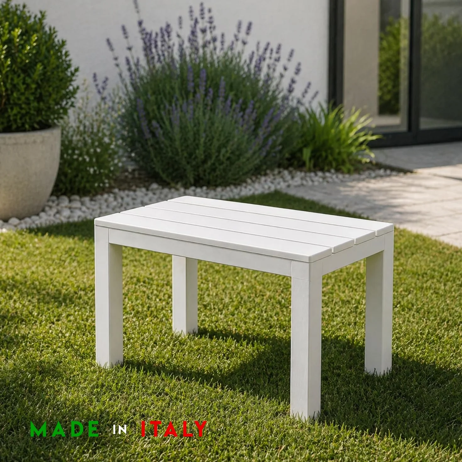 PALUPLUS Panca da Giardino in Plastica 60x38,5x45 cm Effetto Legno - TIMO146F Bianco