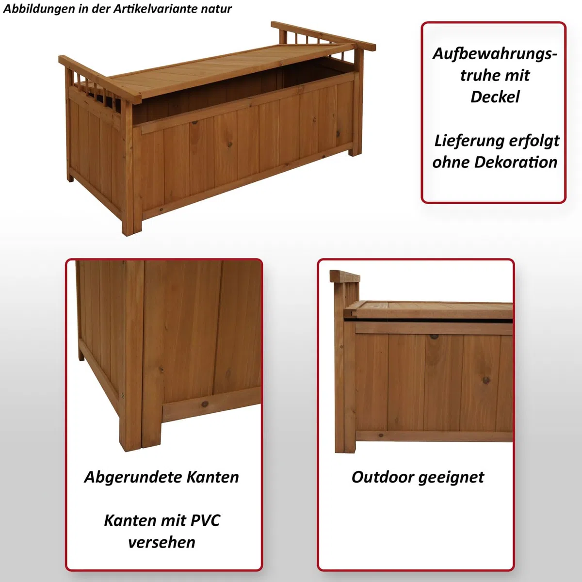 Mendler Cassapanca HWC-O13, contenitore per cuscini panca da giardino, legno di abete MVG 53x108x60cm - antracite