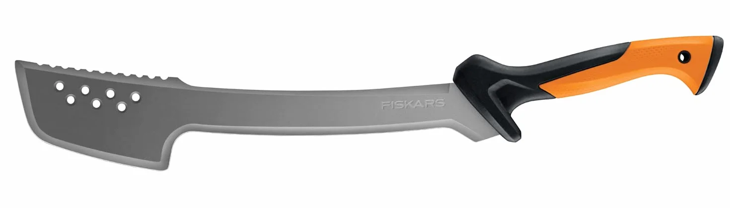 Fiskars Machete-Ascia 46 cm, Lama in Acciaio Temprato, Fodero in Nylon, Nero/Arancione