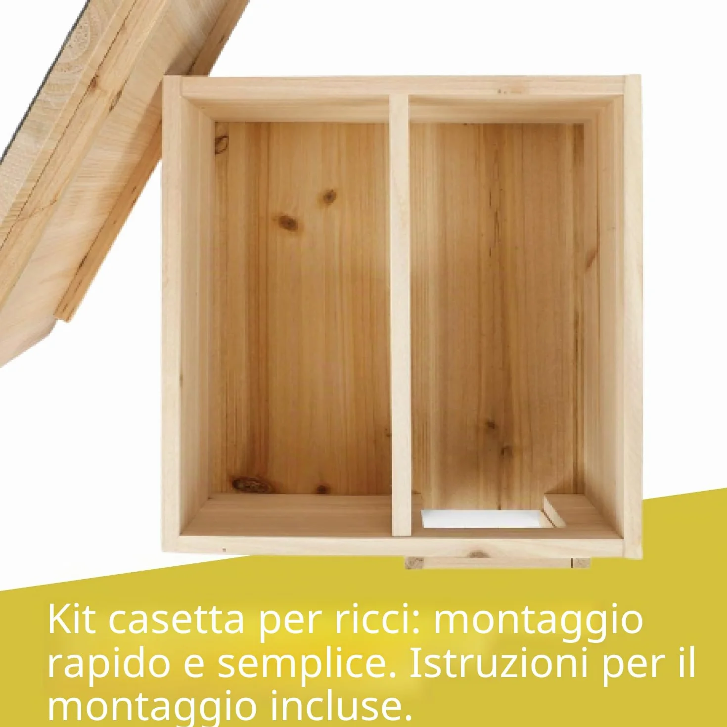 WILDLIFE FRIEND | Casetta per Riccio da Esterno – Ampia e Resistente alle Intemperie - A Prova di Gatti e Altri Animali per Proteggere i Ricci – Realizzata in Legno – 40x40x19 cm