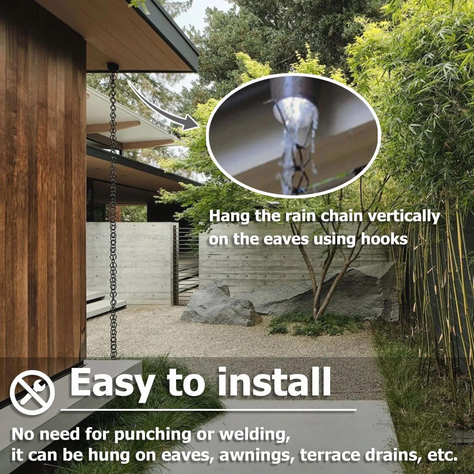 Catene Antipioggia per Grondaie,Catena Antipioggia per Grondaie,Drenaggio ad Alta Efficienza,Pratica ed Elegante,Ricambio Perfetto per Pluviali,Per Giardino Casa Gazebo Esterno Tettoia Copertura 8ft
