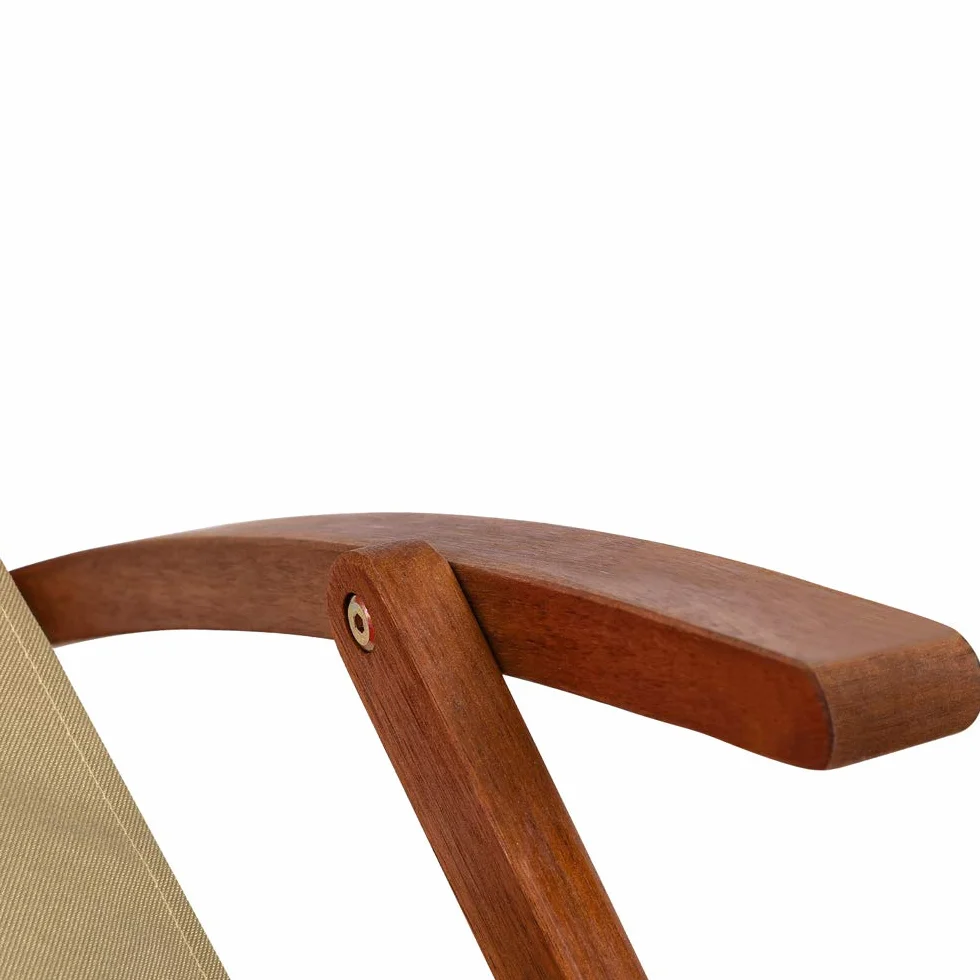 Casaria Sedia a Sdraio in Legno Acacia Pieghevole con Poggiatesta Traspirante Poltrona Relax da Giardino