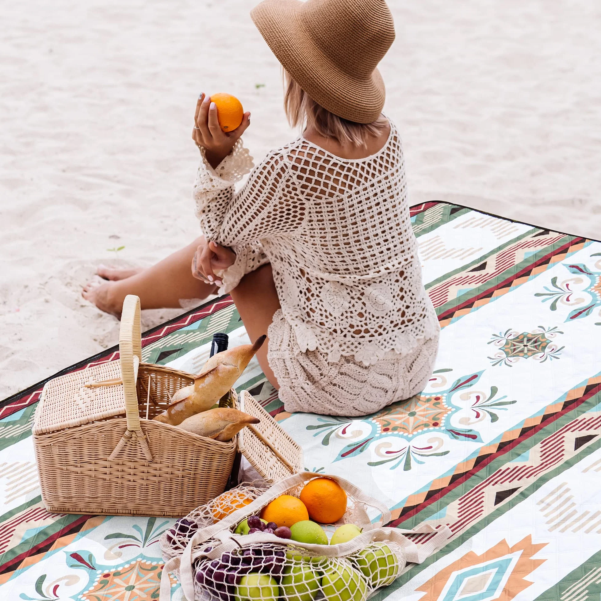 LARUTAN Coperta Picnic Impermeabile 200x200 cm Antisabbia Ultraleggero Stuoia Spiaggia