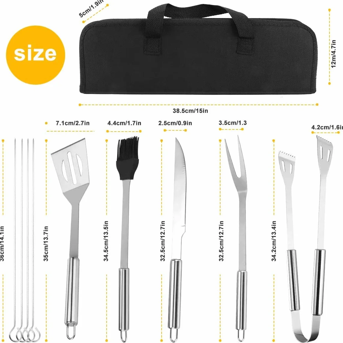 Set 9 pezzi Utensili barbecue+Guanti da Barbecue,Acciaio Inox Set Di Attrezzi,Guanti da forno Doppio Resistente al Calore - 1472 ° F / 800 ° C,per Barbecue, Grigliate, Cottura al forno, Camino