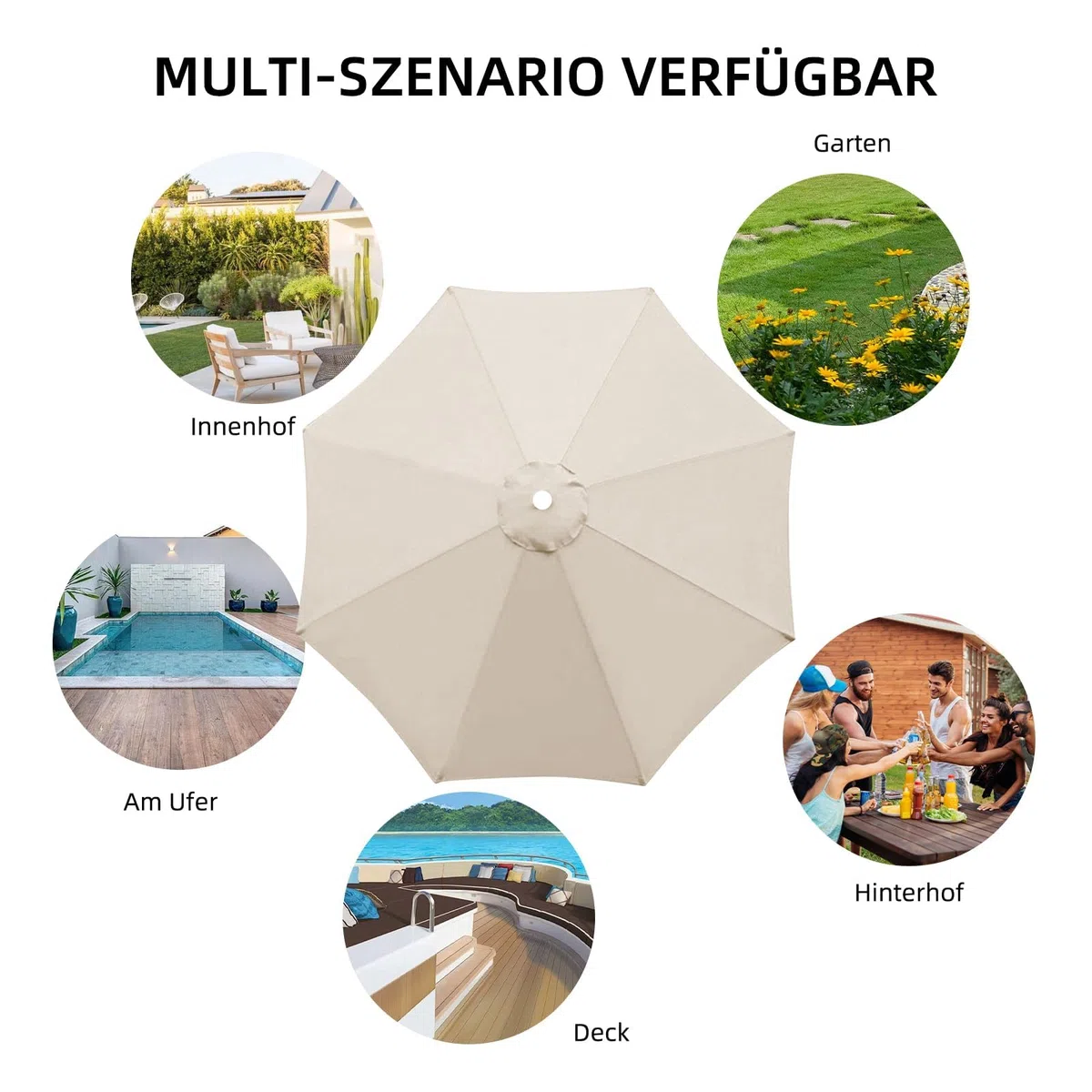 MENAYODA Copertura di ricambio per ombrellone da terrazzo, impermeabile, 3 m, durevole, per ombrellone da giardino