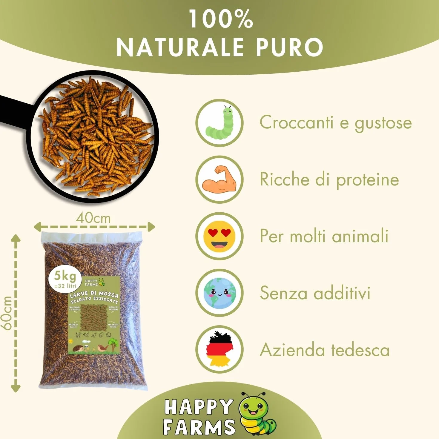 Larve di mosca soldati secchi 10 kg mangime ricco di proteine per uccelli, ricci e pesci