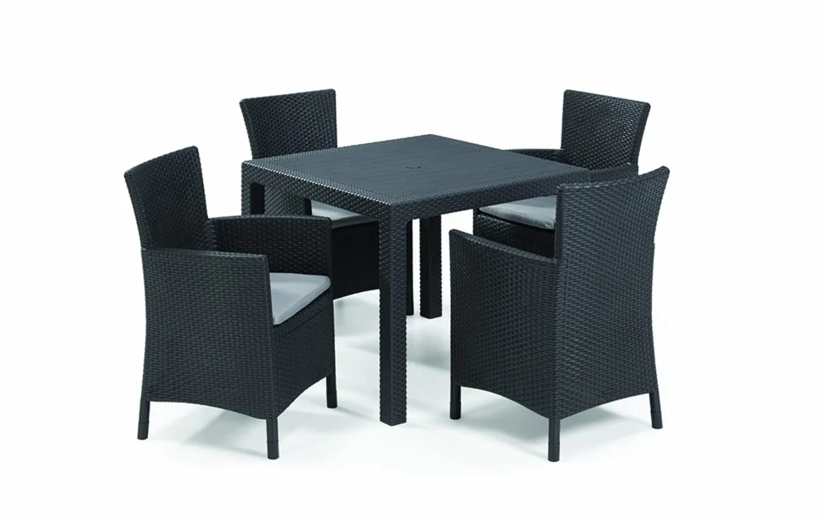 Keter Iowa Poltrona da Giardino Effetto Rattan con Cuscino 62x60x89H Grafite