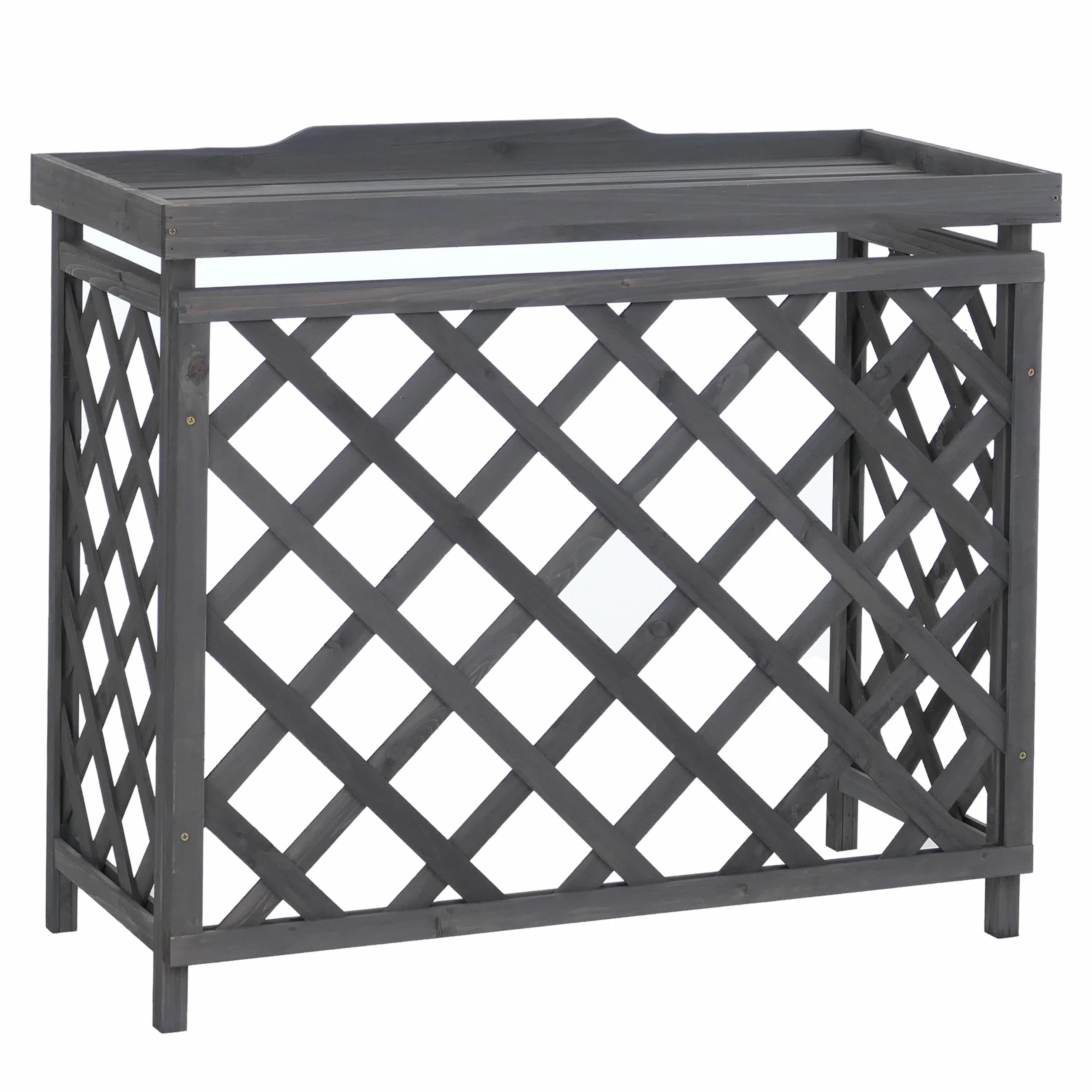 Mendler Copertura per impianto di climatizzatore/Pompa Calore HWC-Q14, Rivestimento in Legno MVG 78x90x45 cm - Antracite Grigio