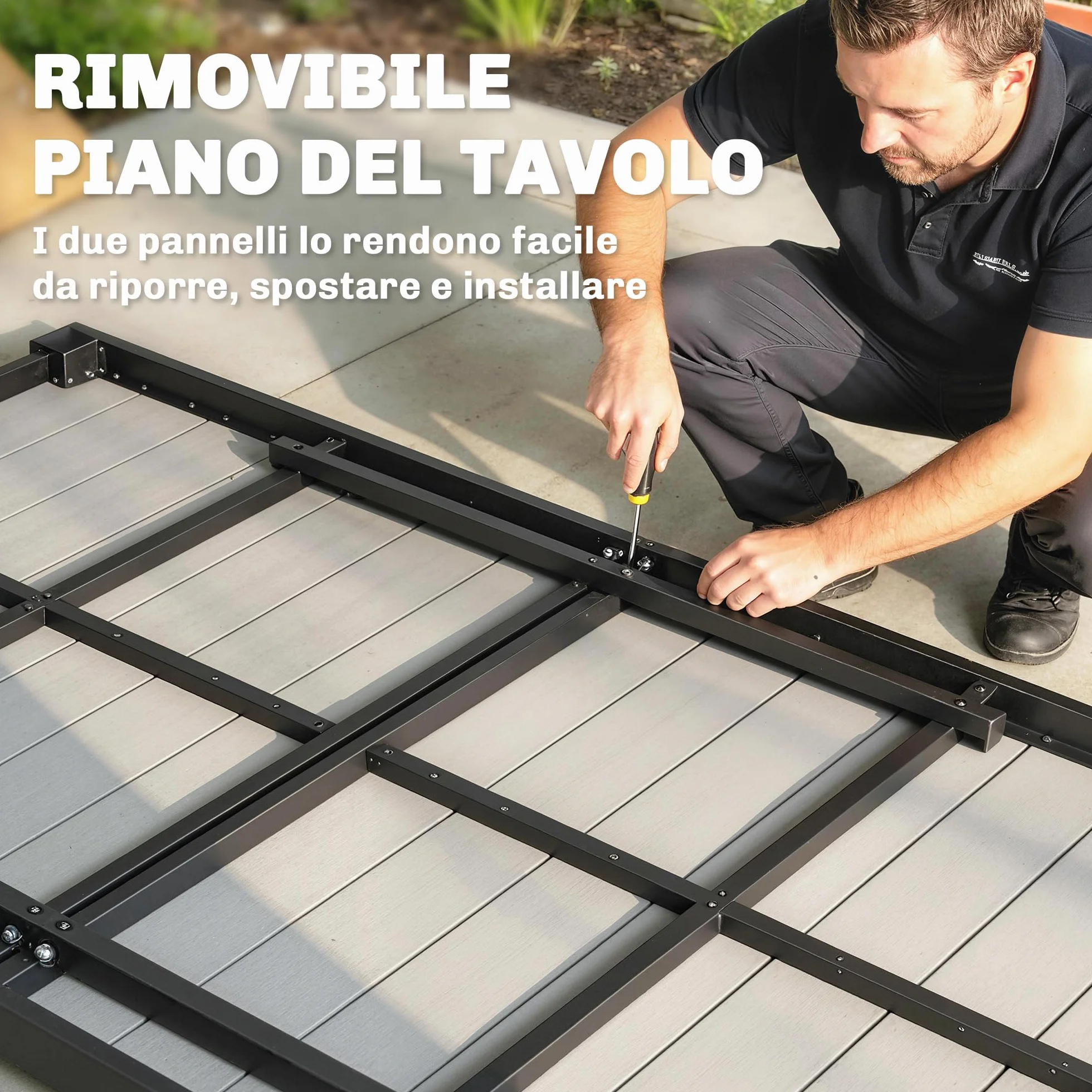 Outsunny Set Tavolo e Sedie da Giardino 7 Pezzi, Mobili da Esterno con Tavolo Rimovibile e 6 Sedie Impilabili in Texteline Grigio