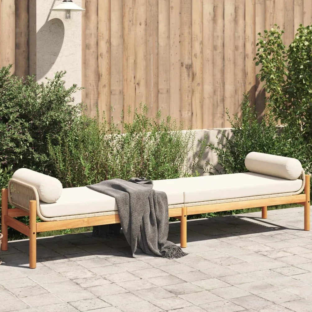 vidaXL Panca da Giardino con Cuscino Beige in Polyrattan e Acacia