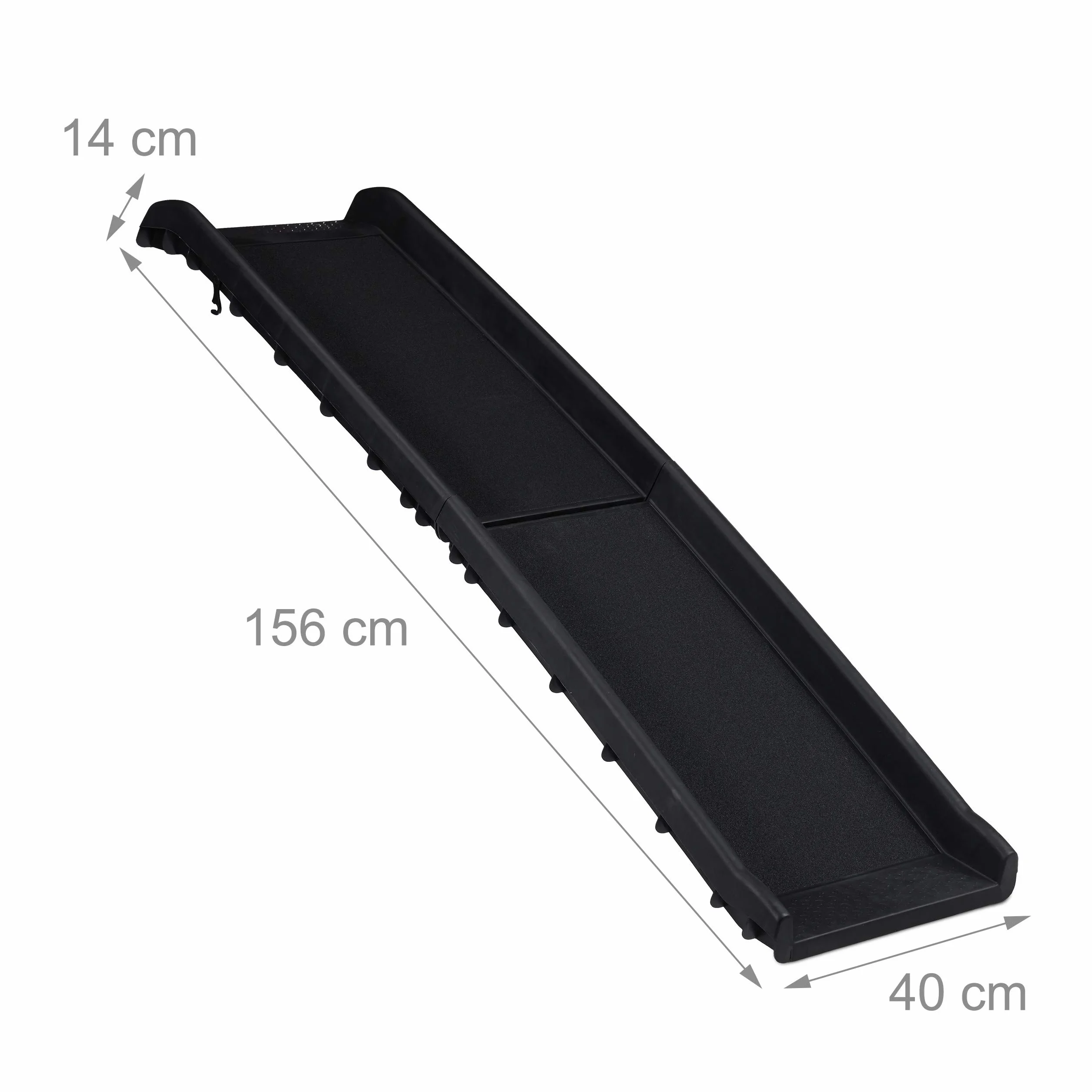 Relaxdays Rampa da Auto per Cani Pieghevole Antiscivolo 90 kg 156x40 cm Nero