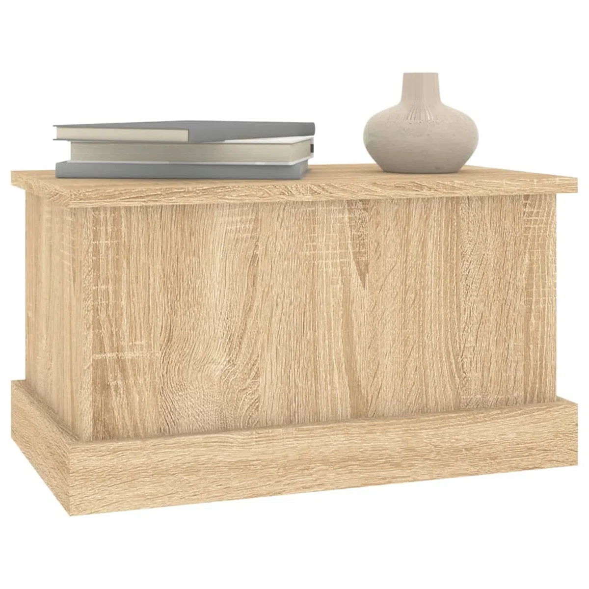 IKAYAA Baule da Esterno in Legno - Rovere Sonoma - 50 x 30 x 28 cm - Cassapanca Contenitore da Esterno - Giardino