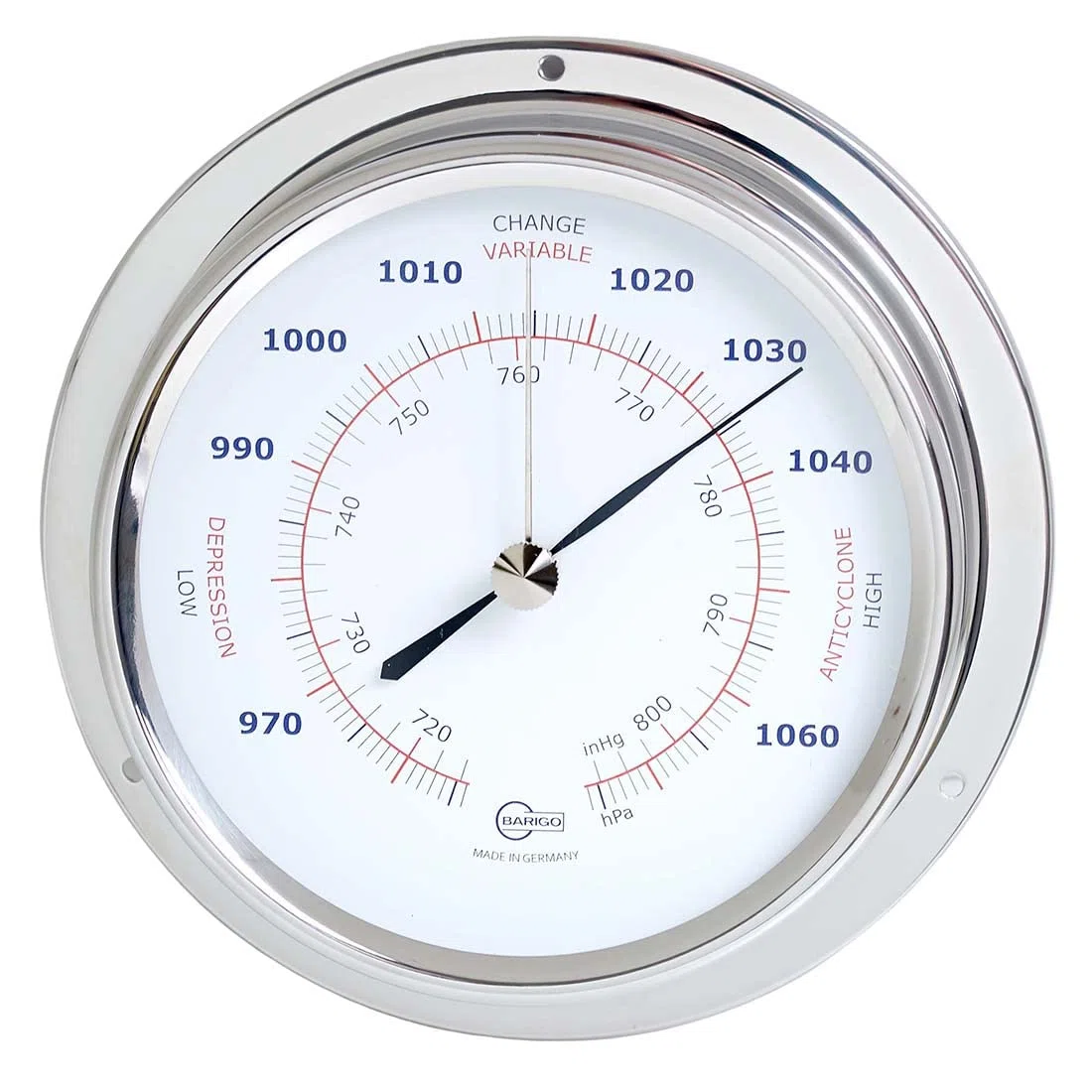 Barigo Barometro Regatta acciaio inossidabile, argento, 120 mm x 40 mm
