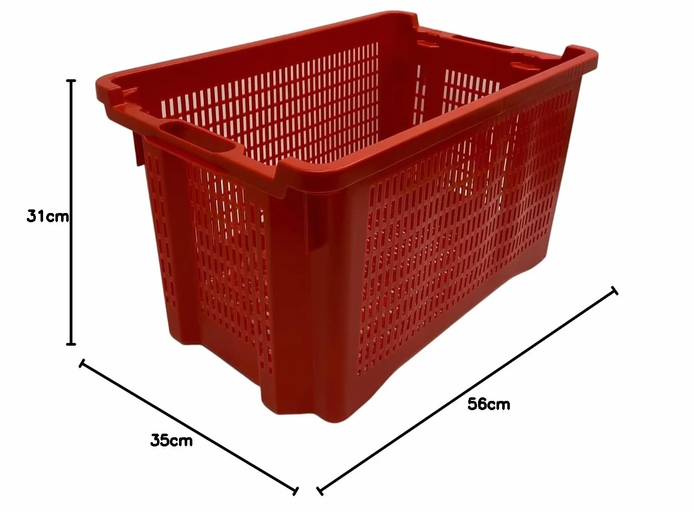 acquaverde | 10 Cassette Agricole con Fondo Traforato in Plastica 40 Litri (30 kg), Cesta per Raccolta Olive, Impilabili e Sovrapponibili, Con Manici, cm. 56x35x31