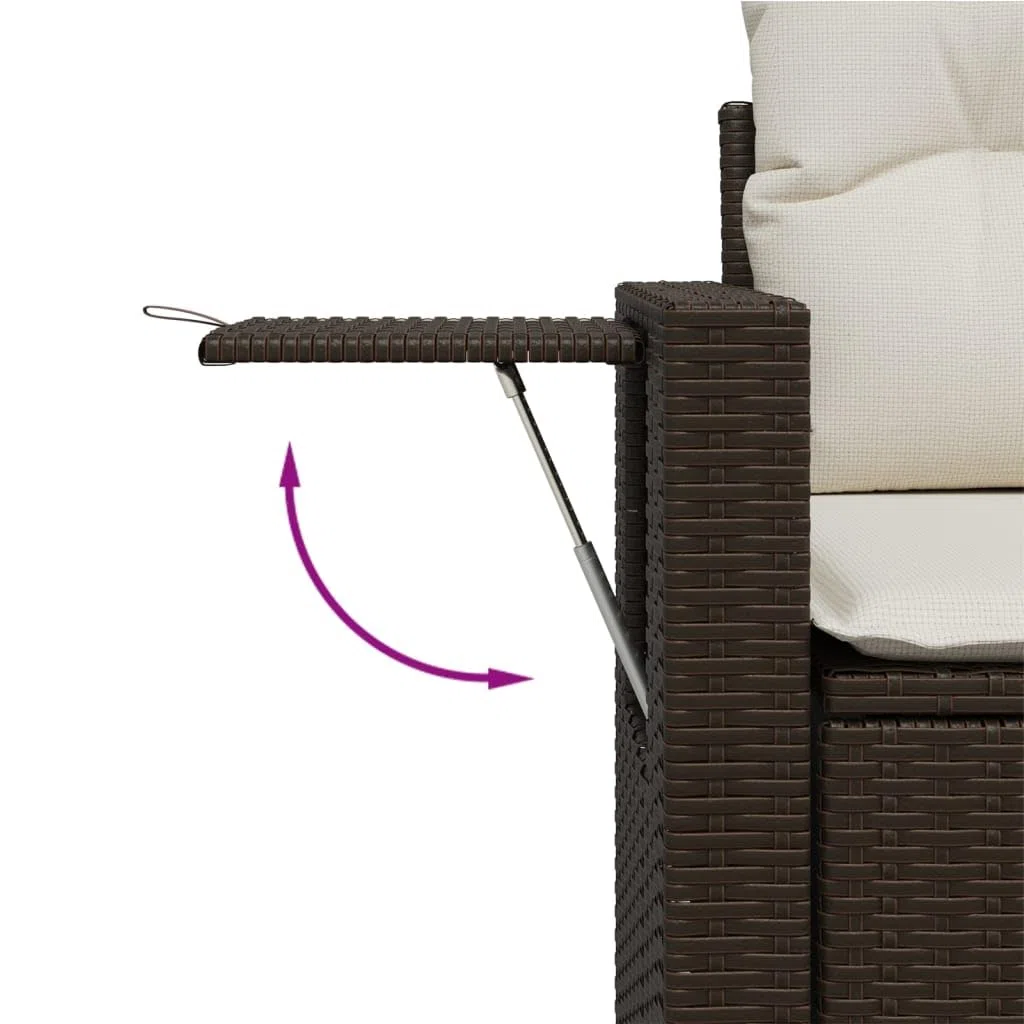Divano da Esterno a 2 Posti Divano da Giardino 2 Posti Salotto da Giardino con Contenitore Divanetto da Esterno con Cuscini in Polyrattan-Marrone-2 Posti-2