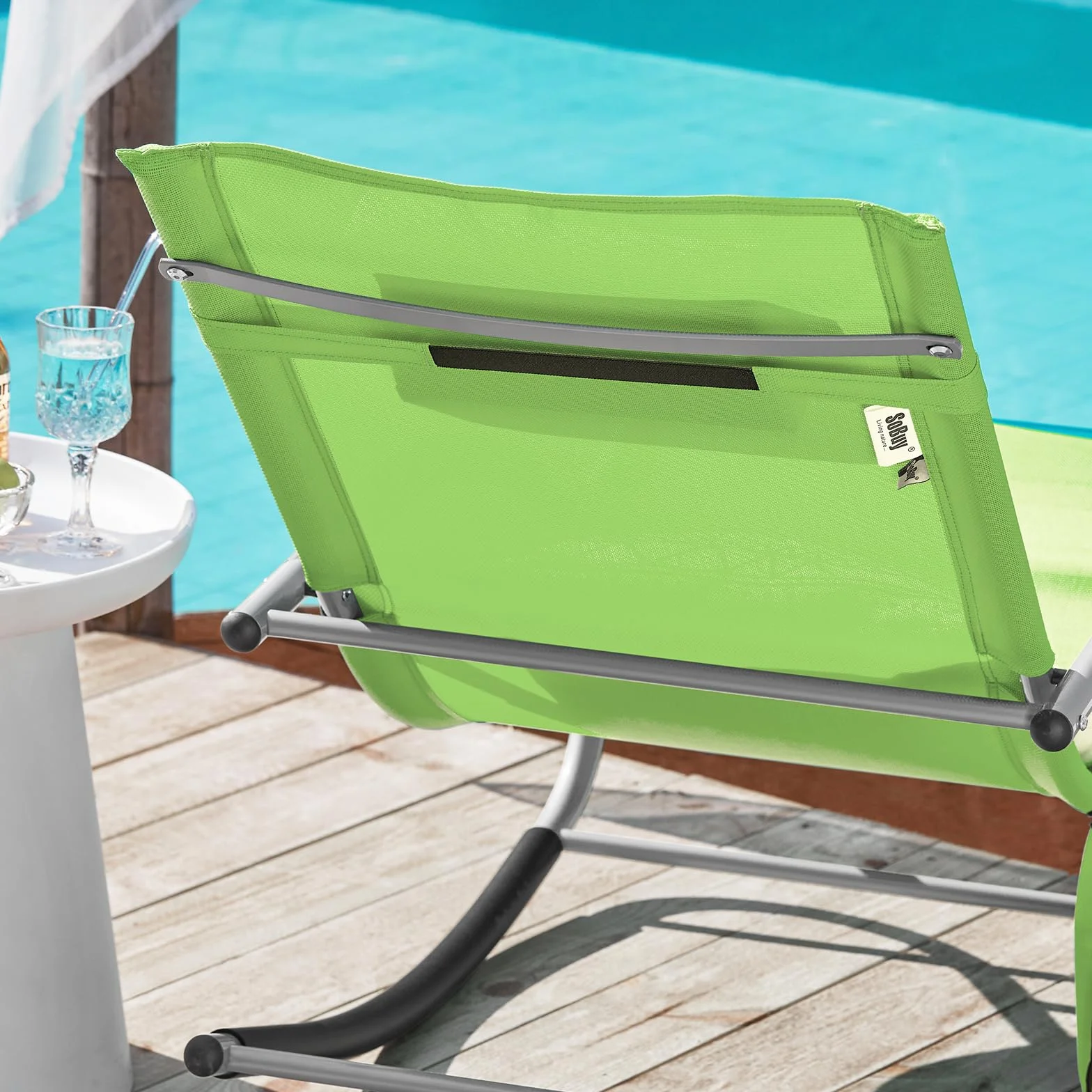 SoBuy Lettino a Dondolo da Giardino in Textilene Verde 150x63x87cm OGS28-GR