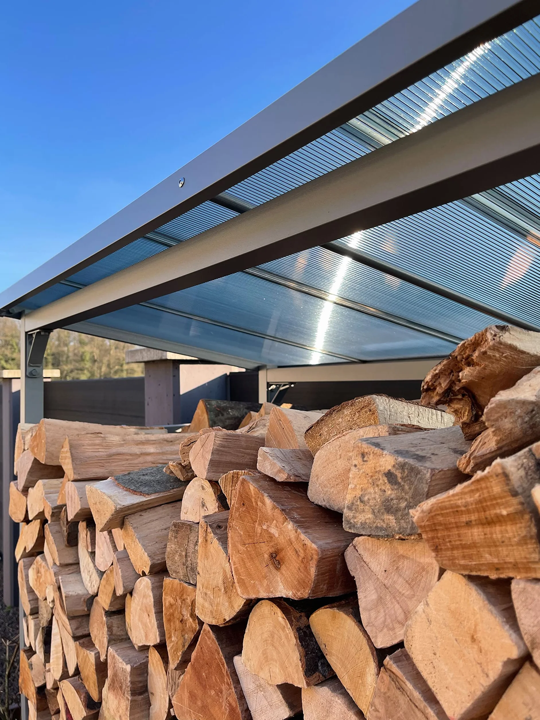 Scaffale per legna da ardere in metallo antracite XXL 185x70x185 cm 2,3 m³ per esterni