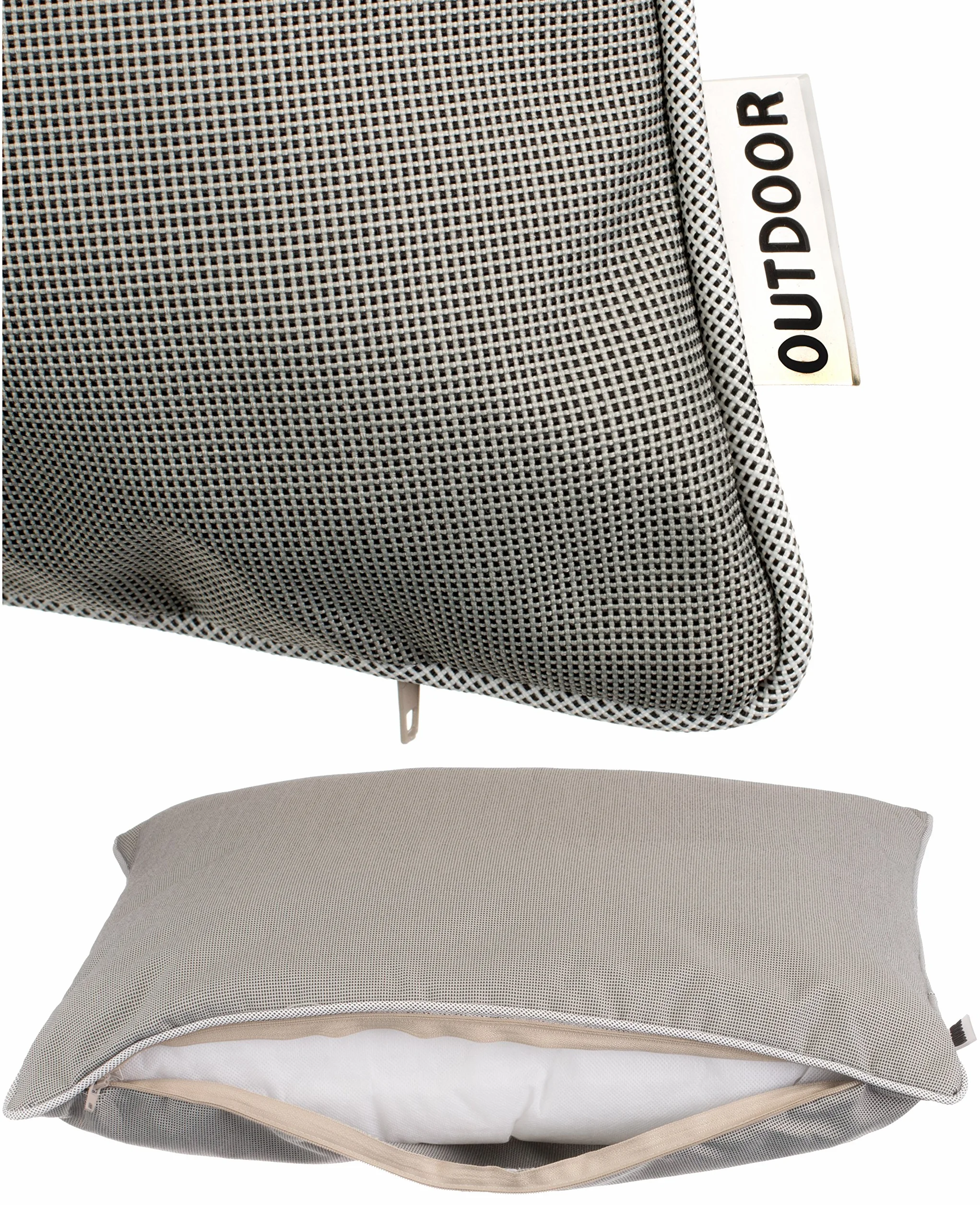 Brandsseller Set di 4 Cuscini da Esterno 45x45 cm – Cuscini Decorativi con Elegante Bordino a Contrasto – Idrorepellenti e Antimacchia per Giardino, Balcone, Terrazza e Divano – Taupe