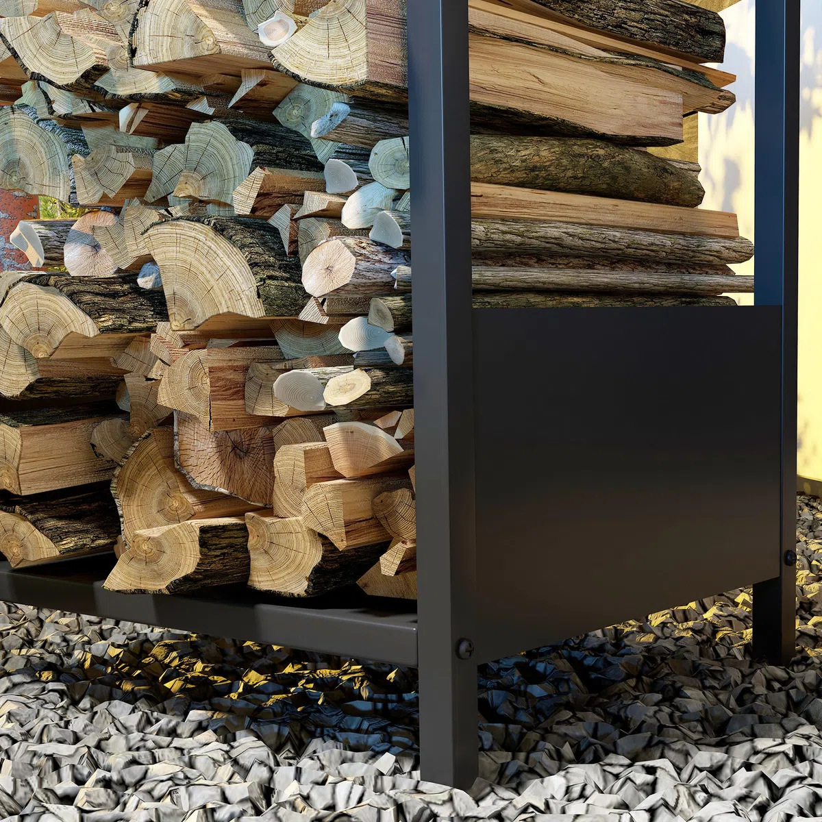 Outsunny Scaffale Portalegna in Acciaio 39x35x76cm Nero