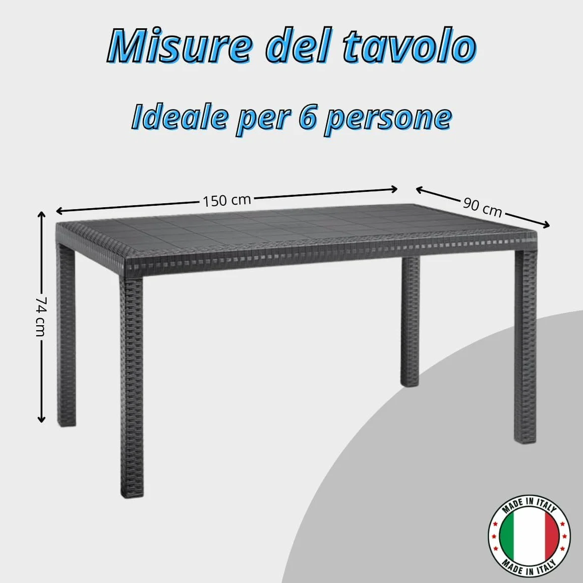 Tomaino Set Tavolo e Sedie Da Giardino in Plastica 4 Posti Impilabili Effetto Rattan Nero