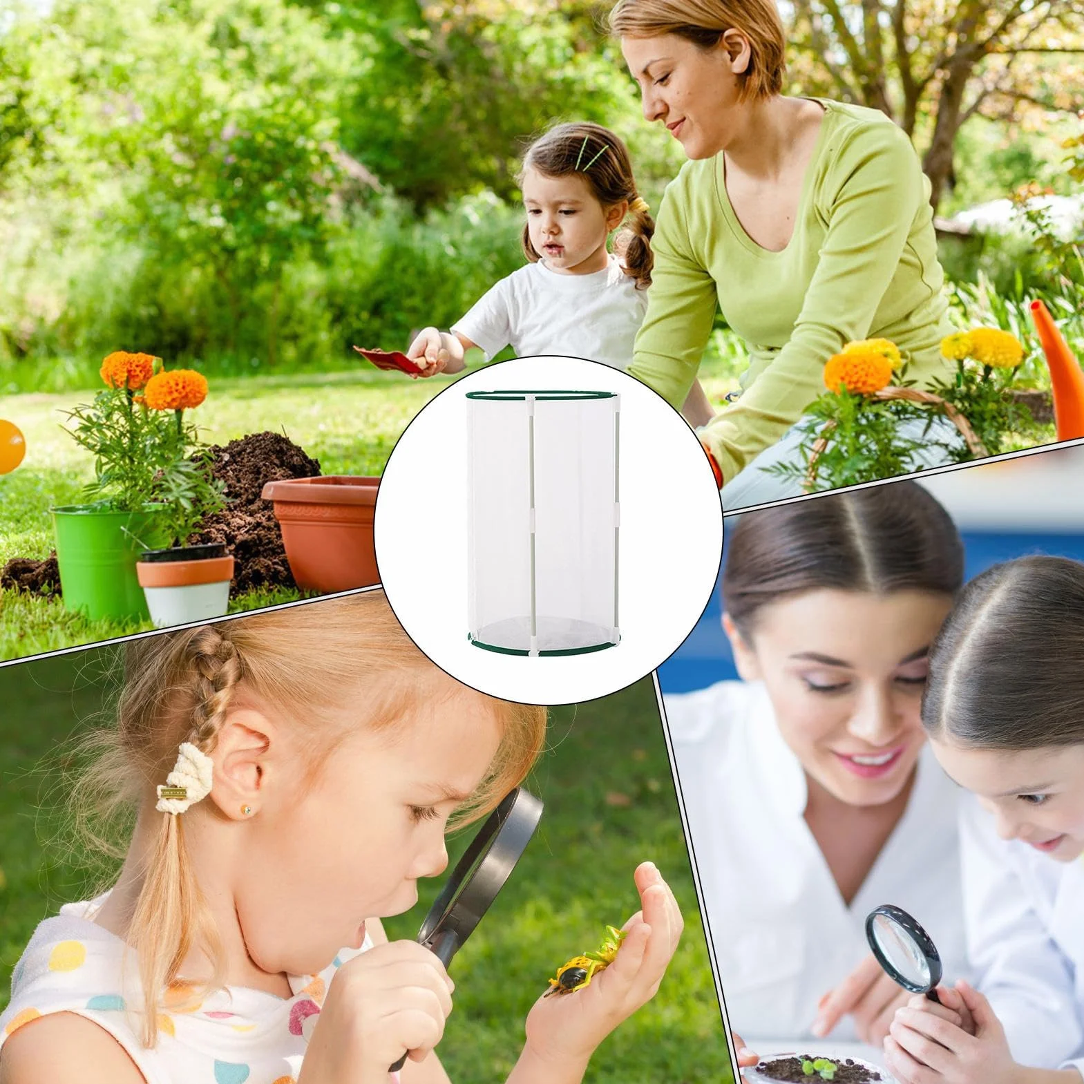 Gabbia per farfalle, visualizzazione a 360° con apertura con cerniera e rete traspirante, recinzione facile da pulire per giardino, prato e balcone, adatta per gli appassionati e i bambini