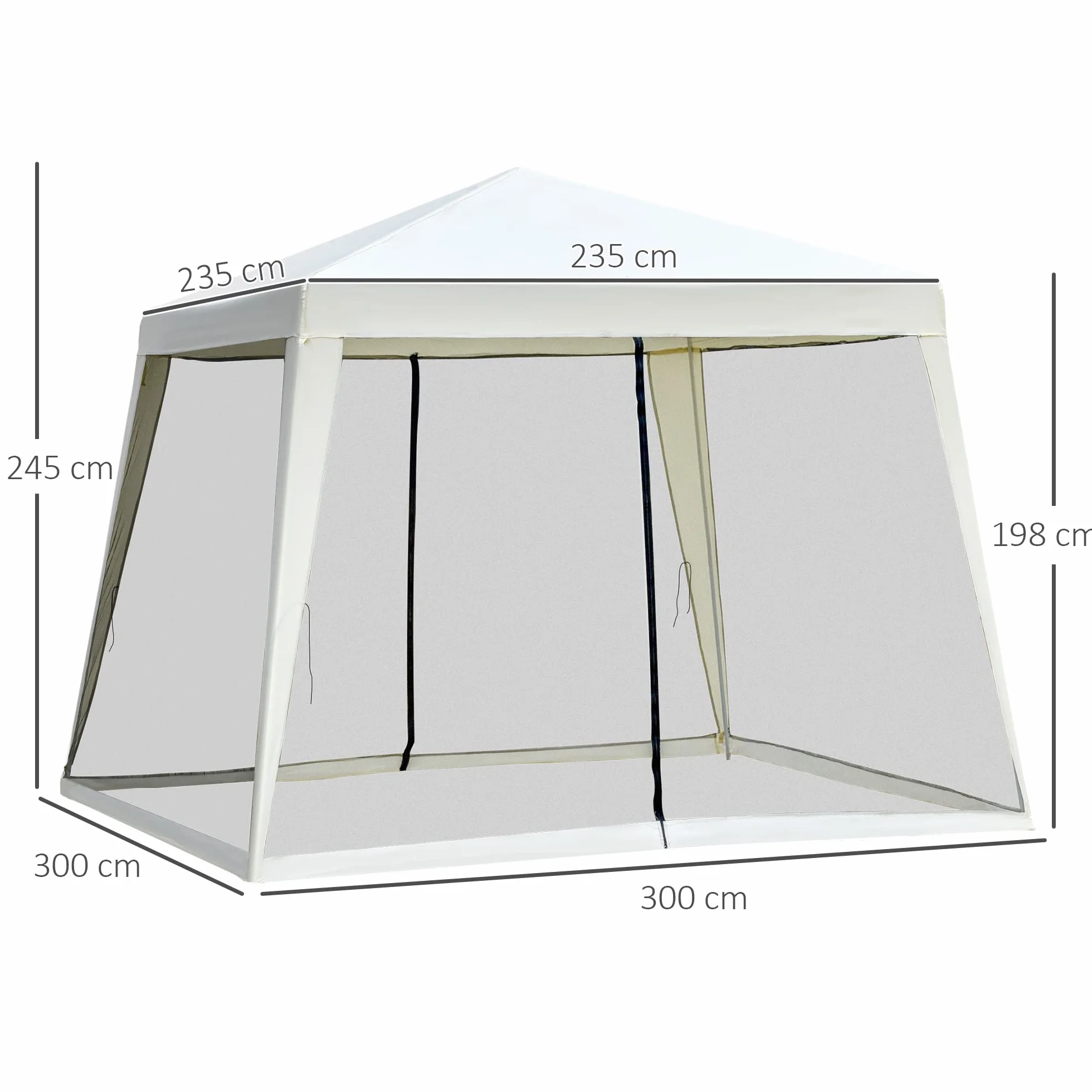 Outsunny Gazebo Impermeabile con Zanzariere 3 x 3 x 2.45 m Beige Poliestere