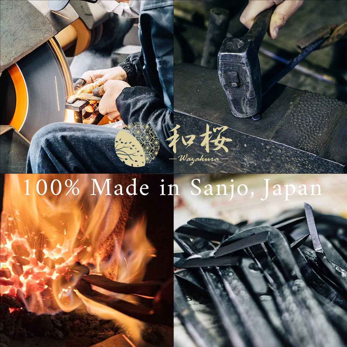Wazakura Made in Japan - Kit di 5 attrezzi per bonsai con borsa in rotolo: forbici per bonsai Yasugi in acciaio Ashinaga, tronchese concavo, taglierina a pomello, tronchese per fili, pinzette, set