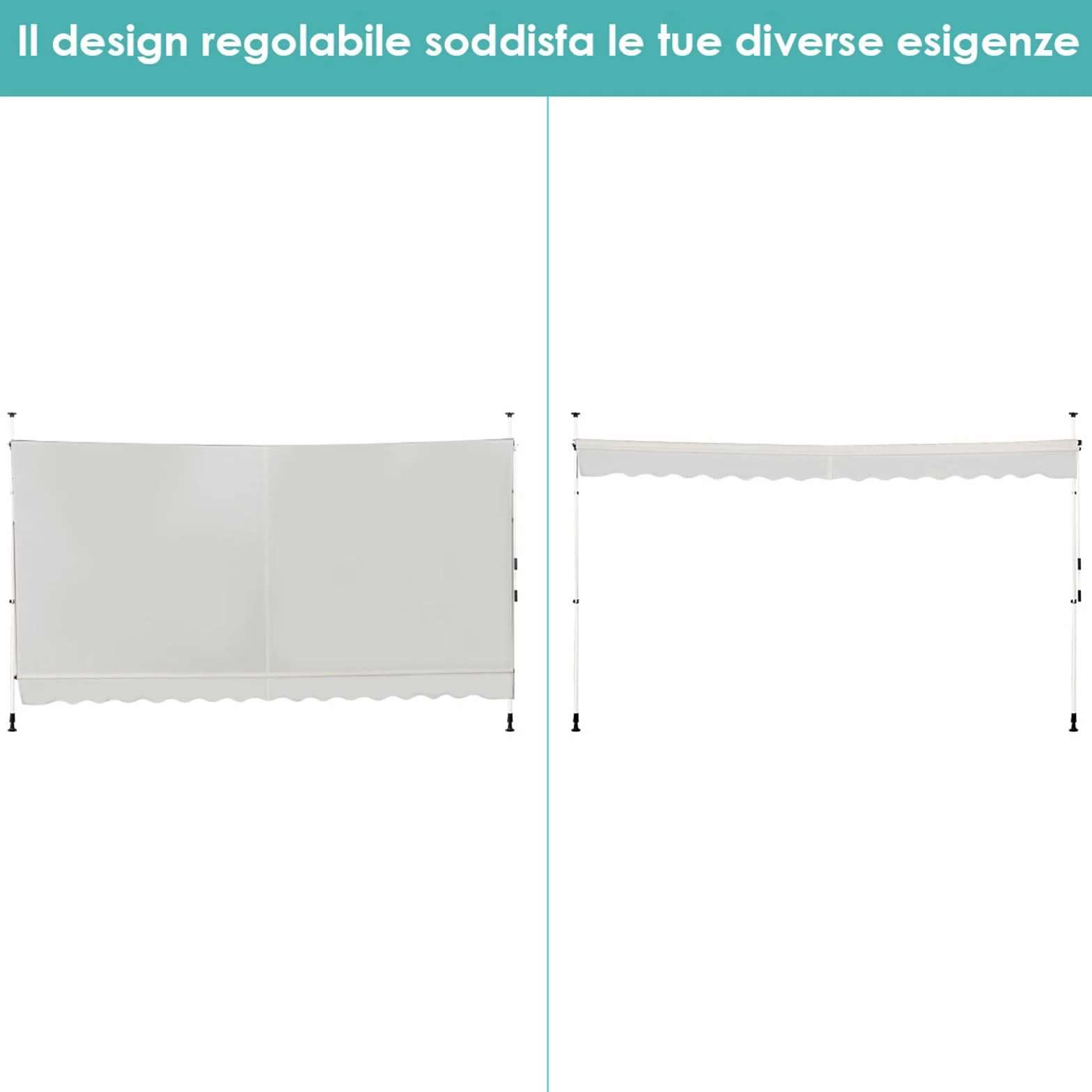 COSTWAY Tenda da Sole per Balcone, Regolabile in Altezza, Telaio Telescopico, 400 cm, Beige