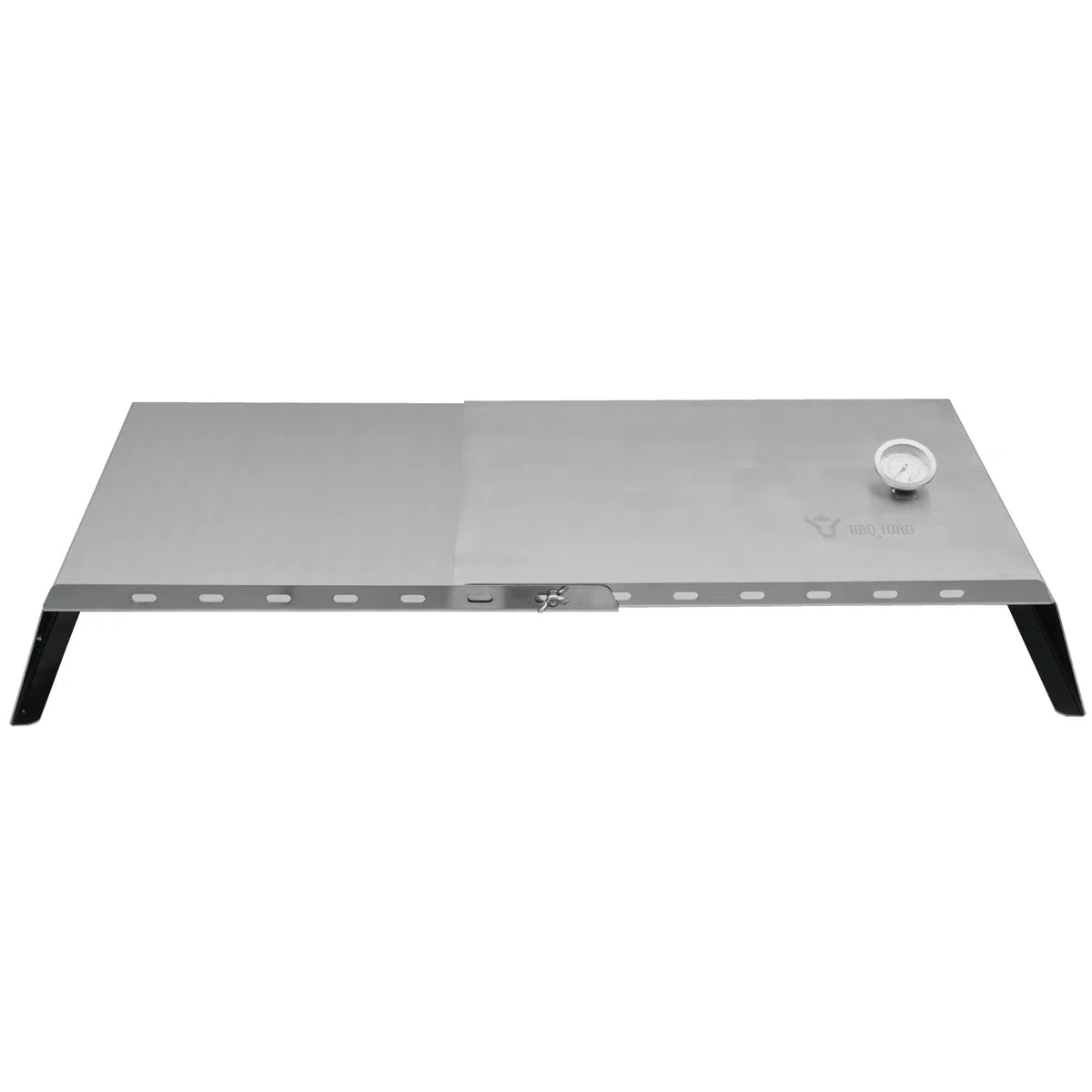 BBQ-Toro Inserto per pizza in acciaio inox con termometro, 48,5–79 x 42 x 12,3 cm, griglia a gas per pizza