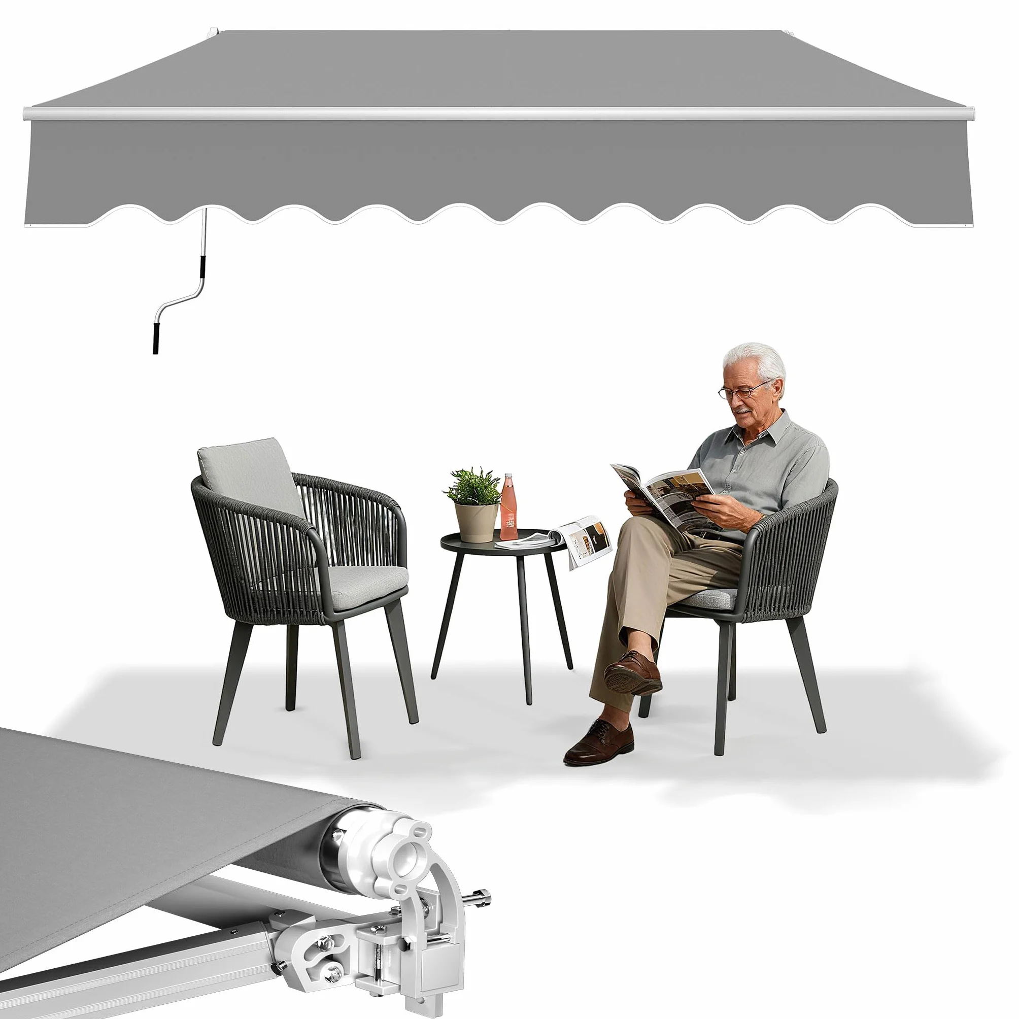 Tenda da sole per balcone 250 x 200 cm grigio chiaro